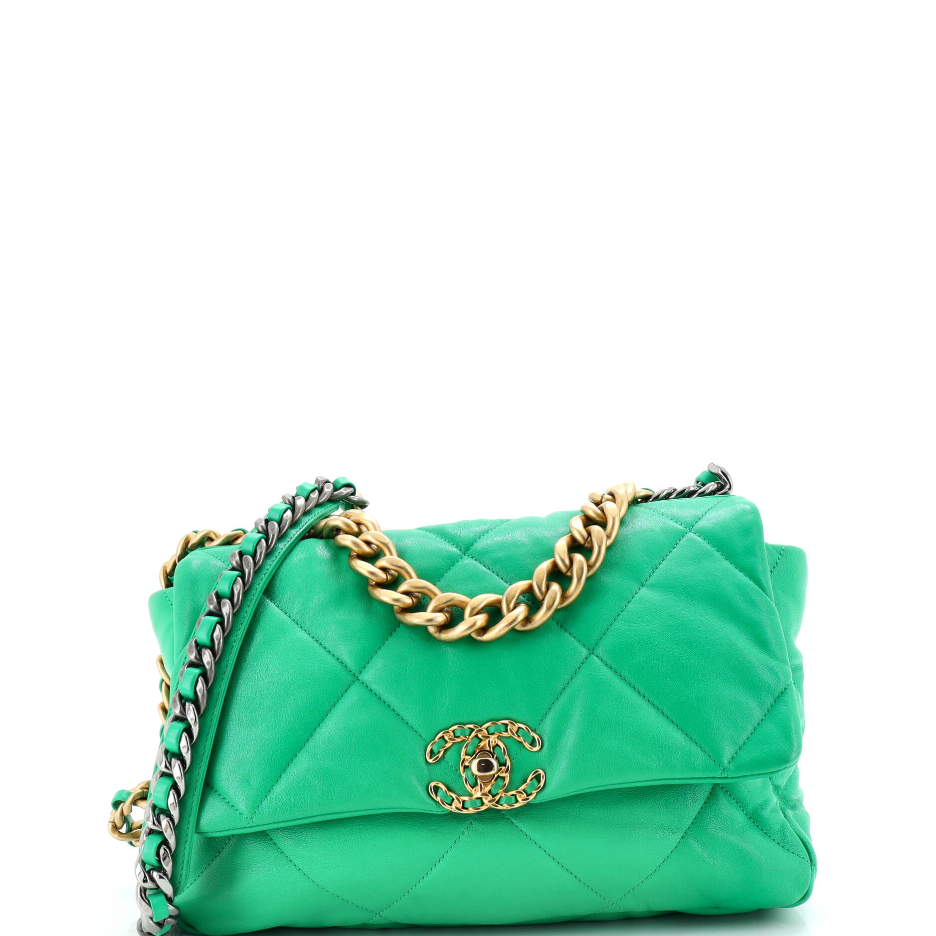19 Flap Bag Quilted Leather Large