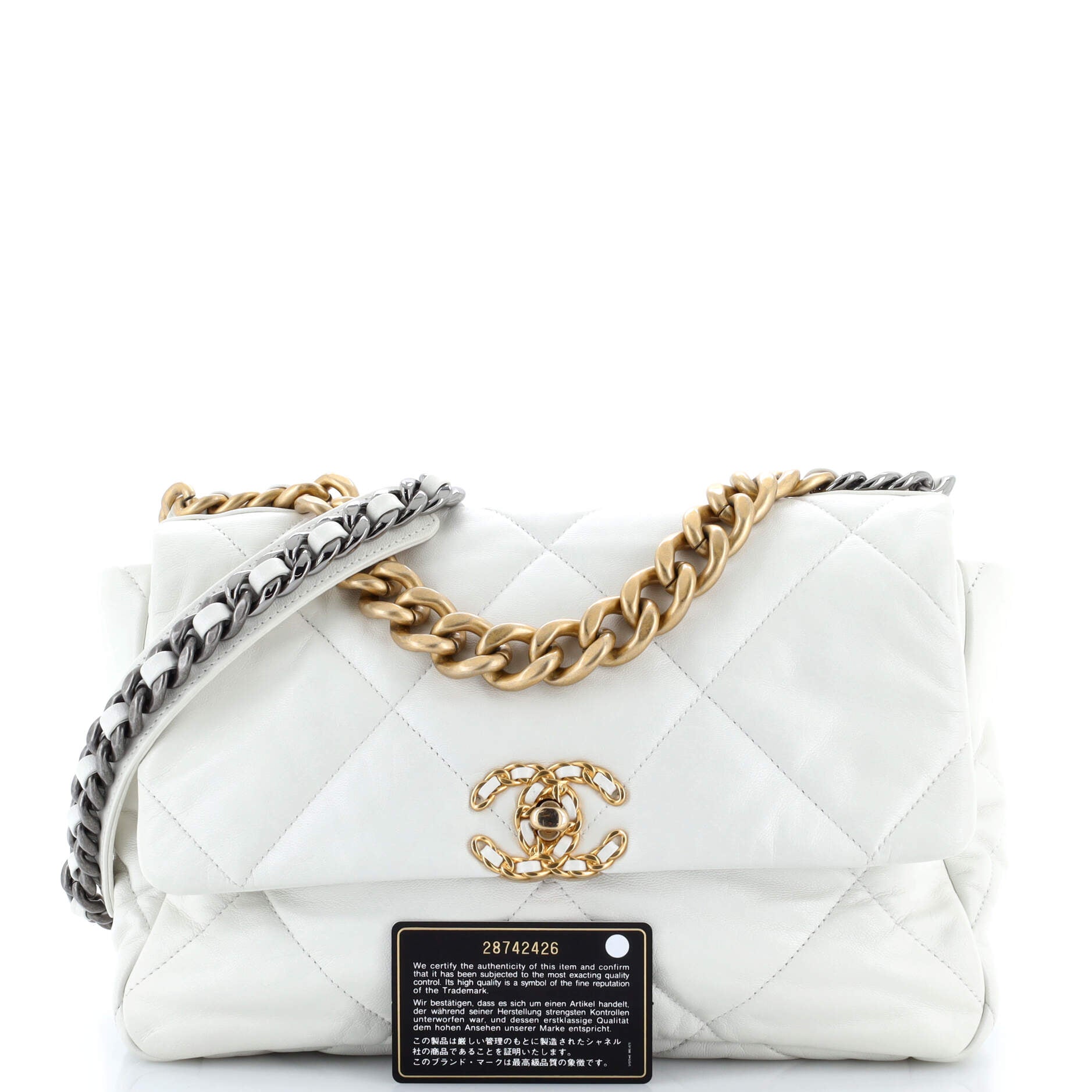 19 Flap Bag Quilted Leather Large