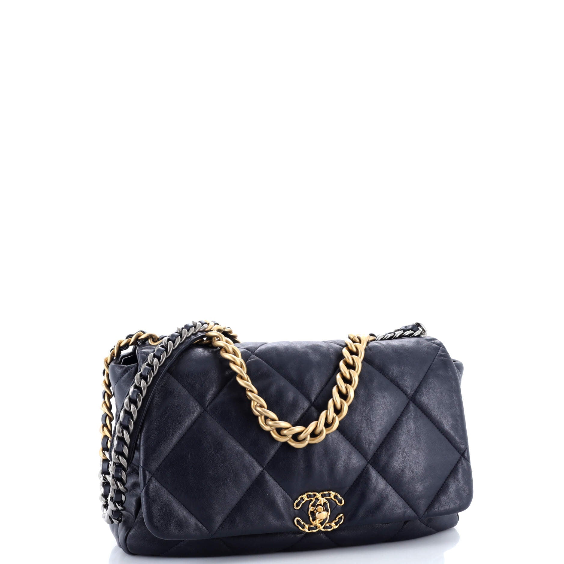 19 Flap Bag Quilted Leather Maxi
