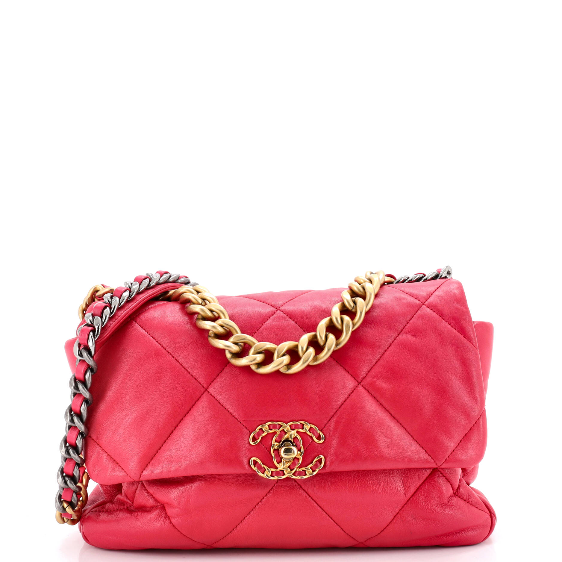 19 Flap Bag Quilted Leather Large