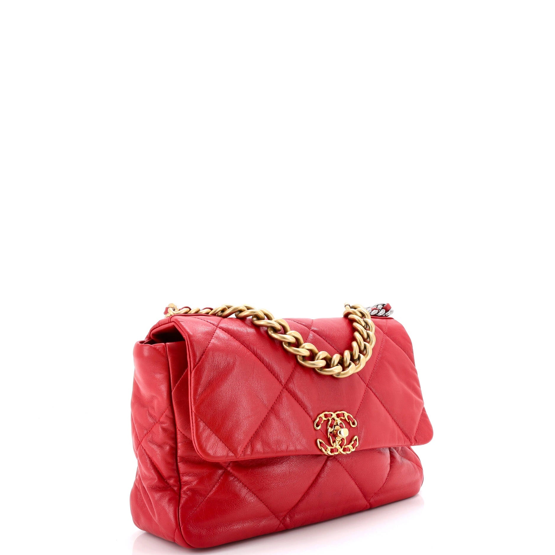 19 Flap Bag Quilted Leather Large