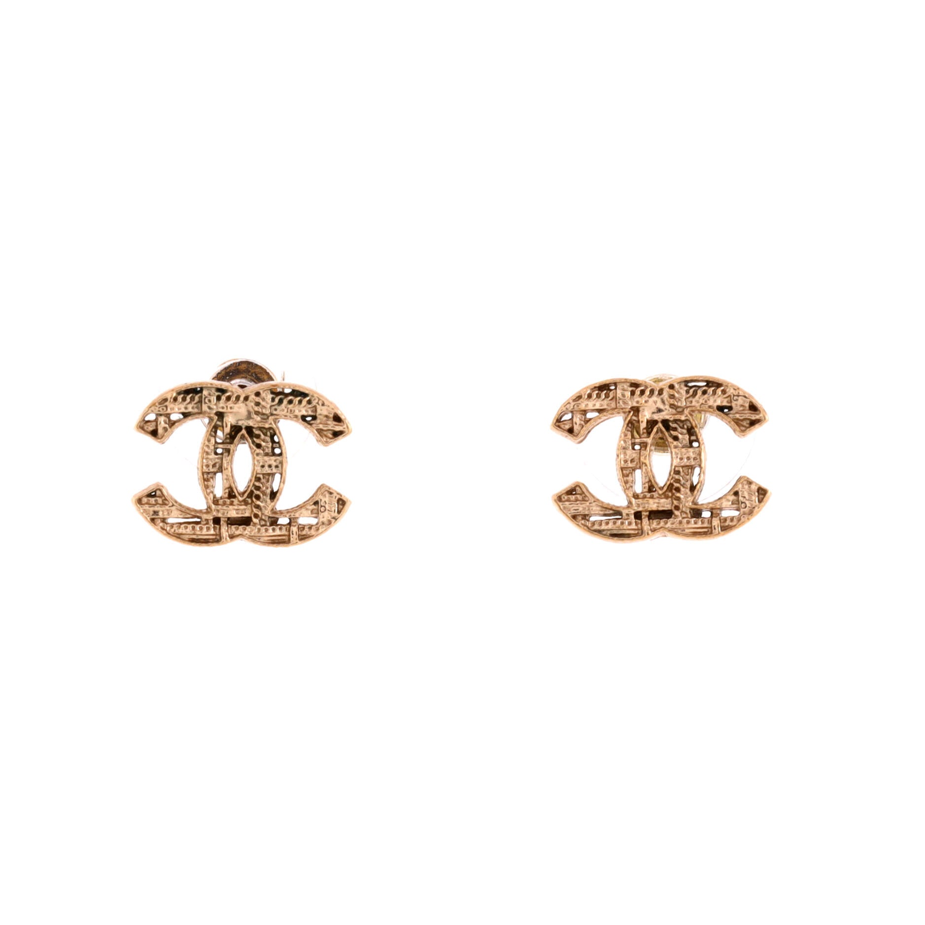 CC Tweed Effect Stud Earrings Metal