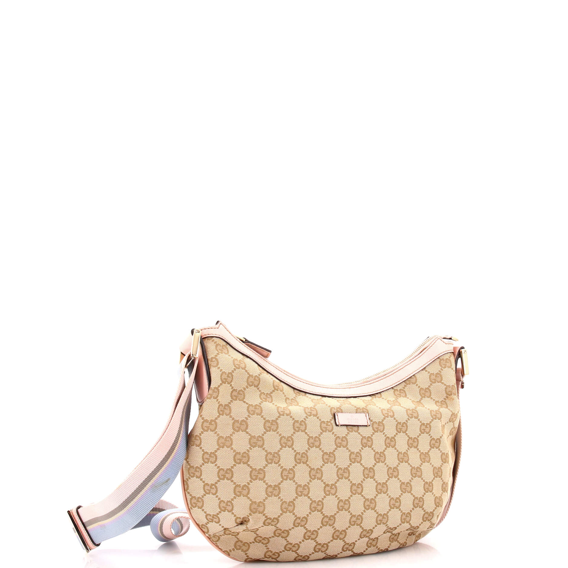 Saddle Zip Messenger Bag GG Canvas with Leather Medium