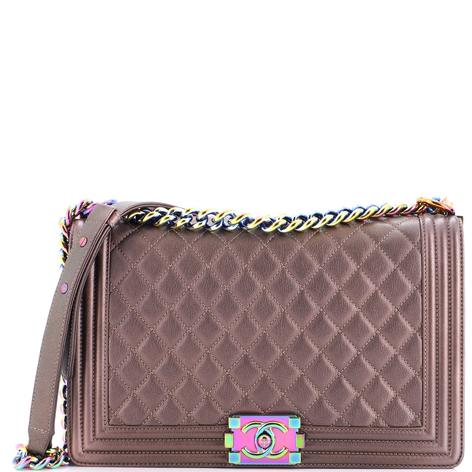 Boy Flap Bag Quilted Iridescent Goatskin New Medium