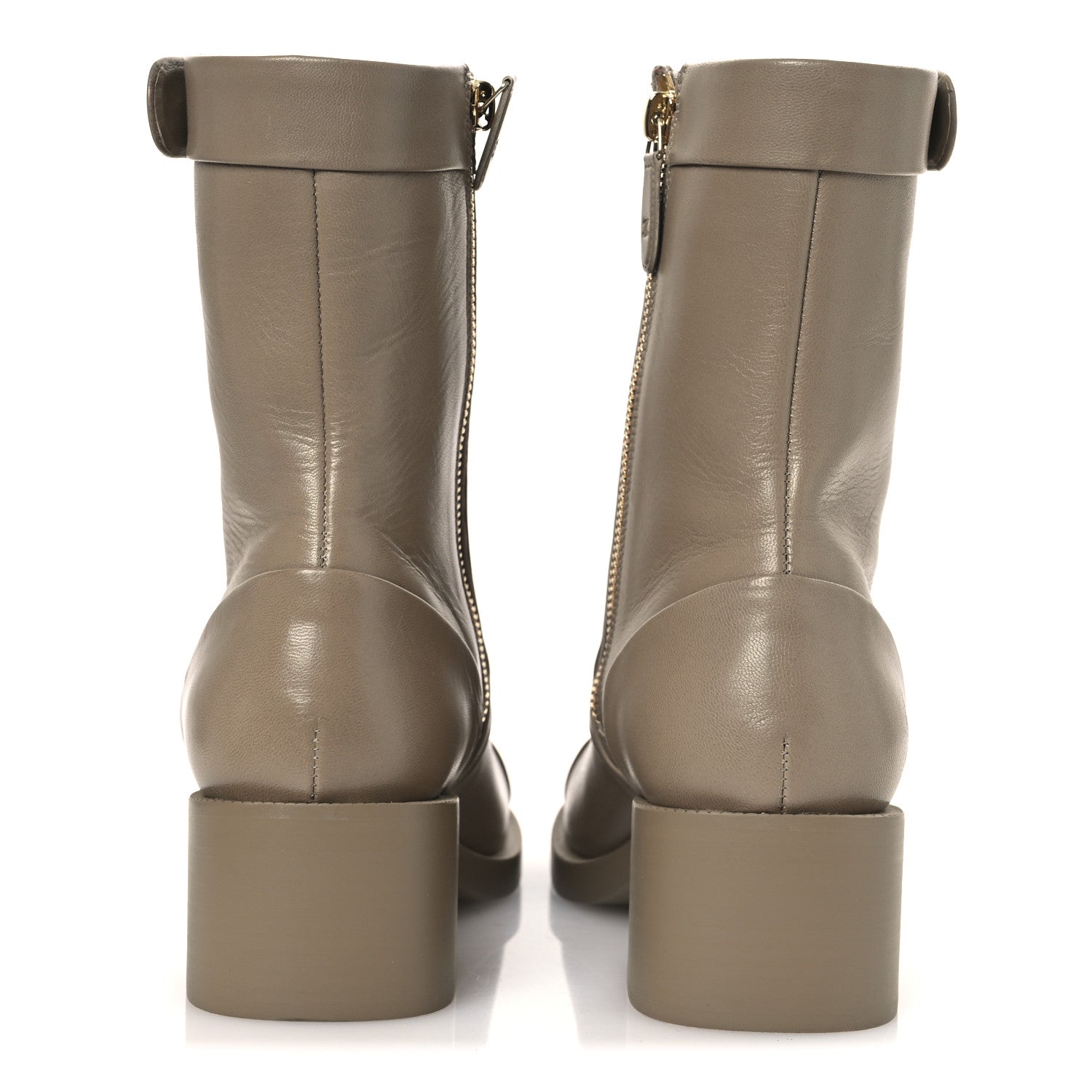 Shiny Goatskin Cap Toe Short Boots 37.5 Beige