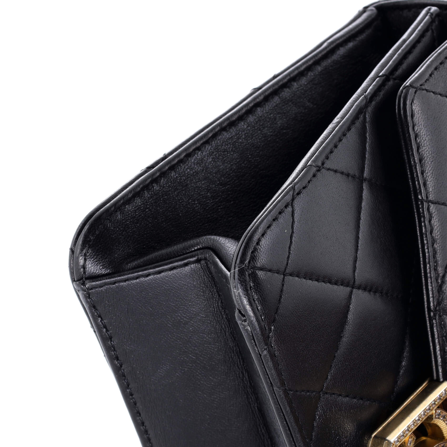 Crystal Geometric Frame CC Flap Bag Quilted Calfskin Mini