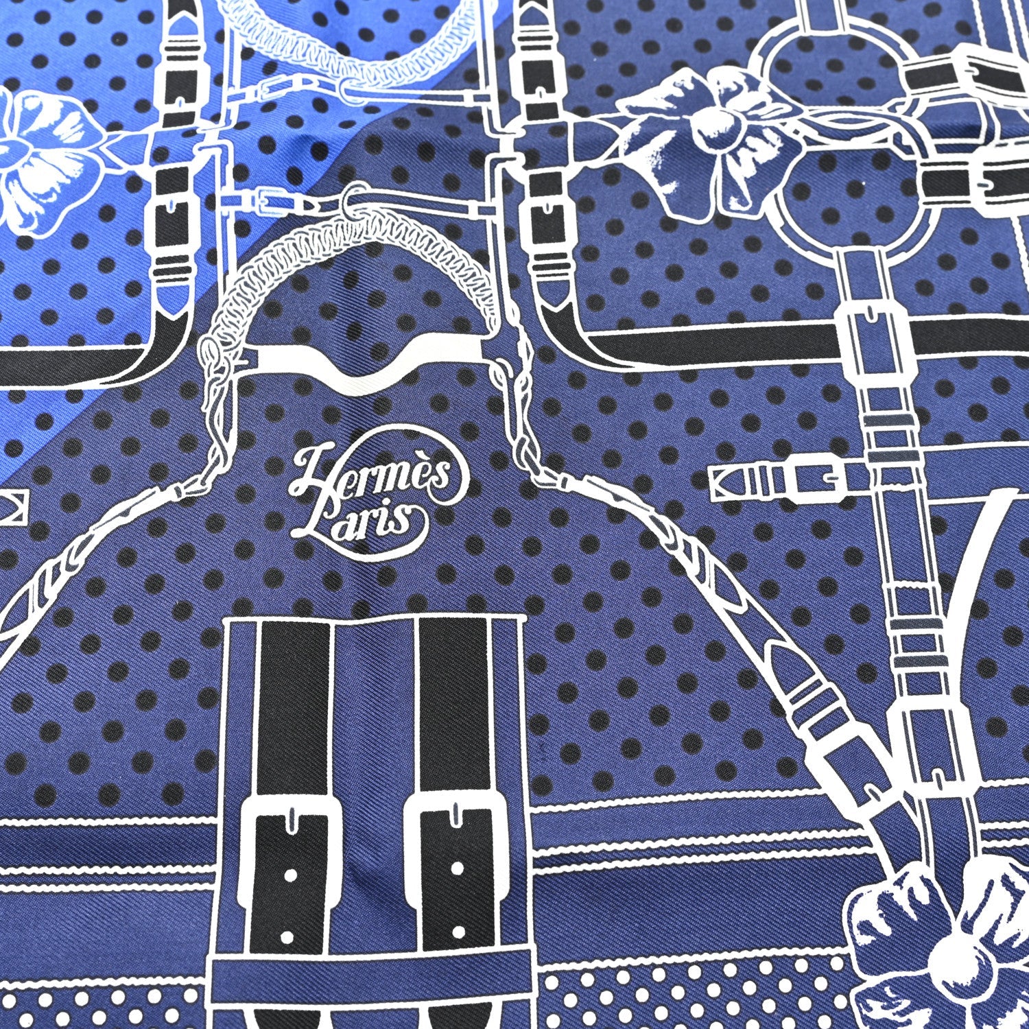 Silk Grand Manege Cut Bandana Scarf 55 Bleu Nuit Bleu