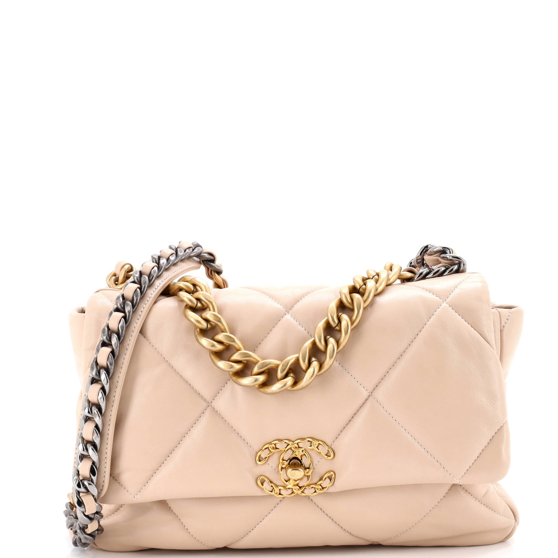 19 Flap Bag Quilted Leather Large