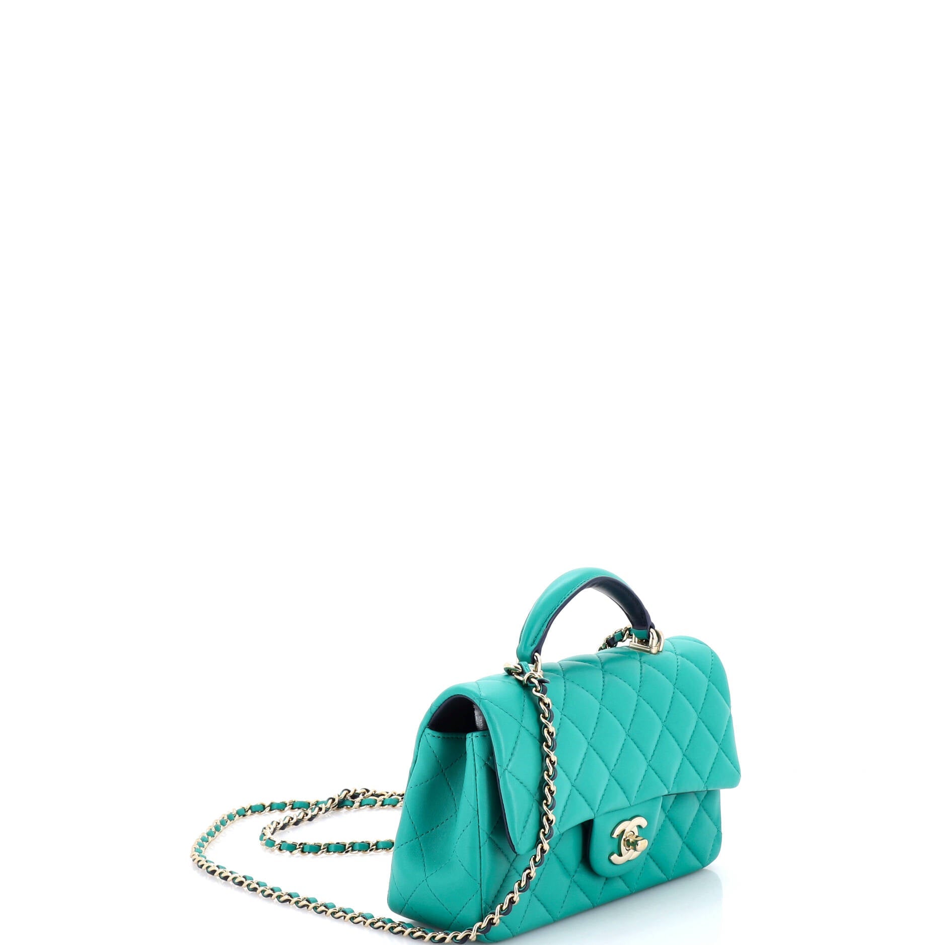 Classic Single Flap Top Handle Bag Quilted Lambskin Mini