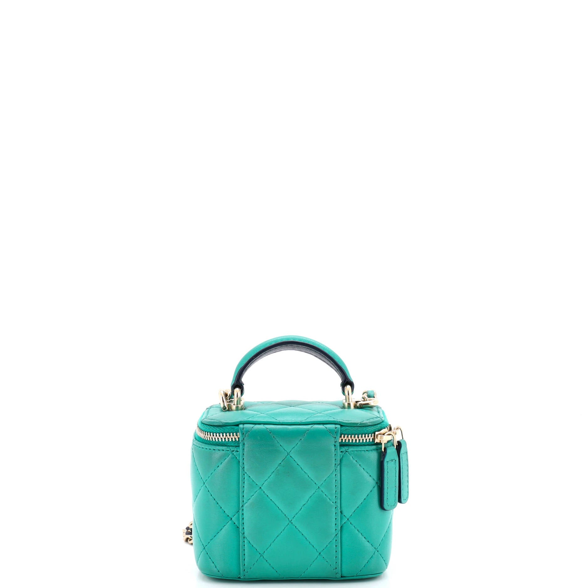 Classic Top Handle Vanity Case with Chain Quilted Lambskin Mini