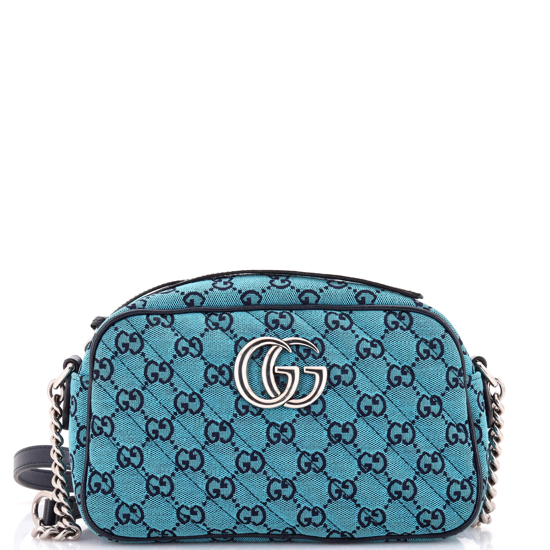 GG Marmont Shoulder Bag Diagonal Quilted GG Canvas with Leather Small