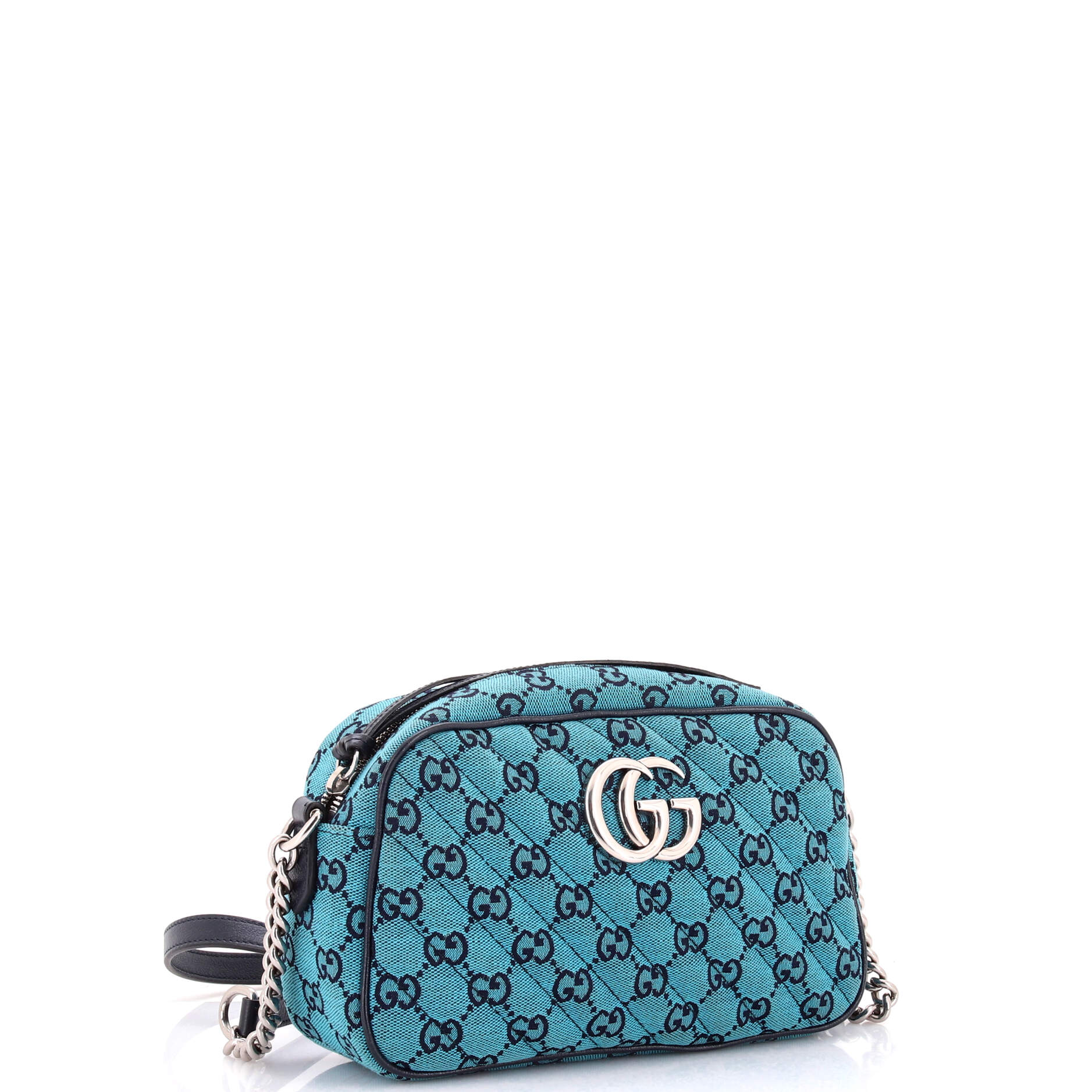 GG Marmont Shoulder Bag Diagonal Quilted GG Canvas with Leather Small