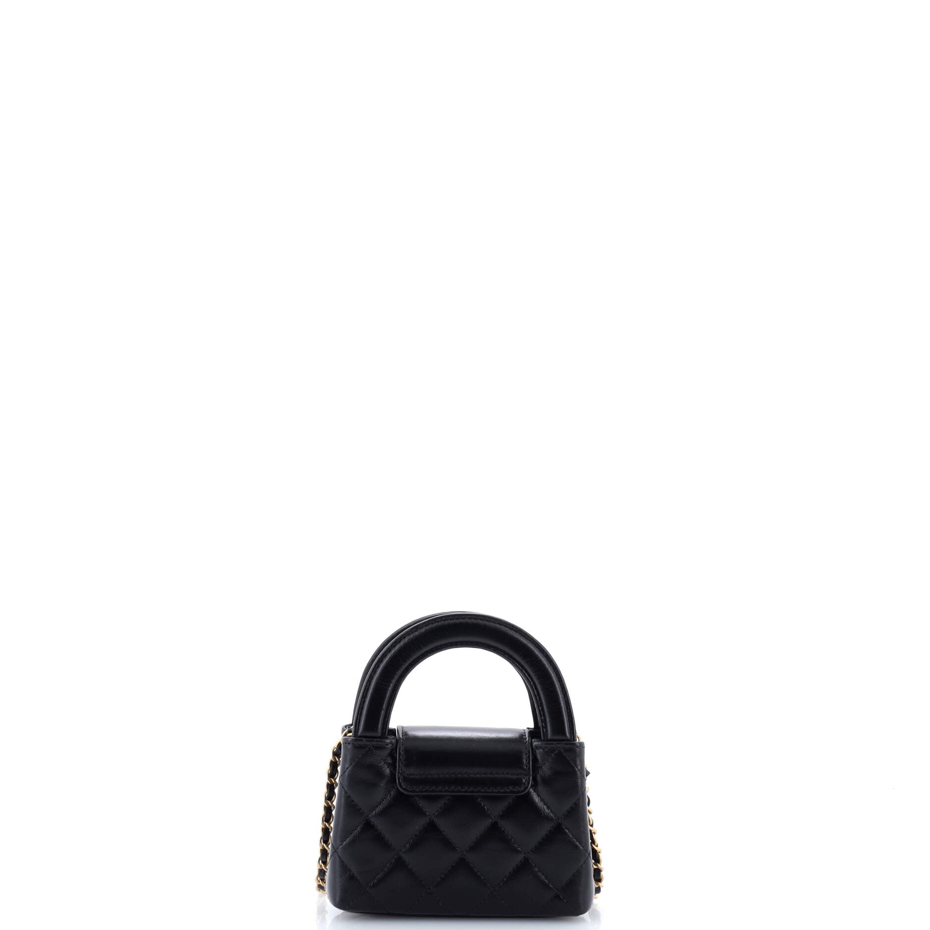 Kelly Top Handle Shopping Bag Quilted Shiny Aged Calfskin Nano