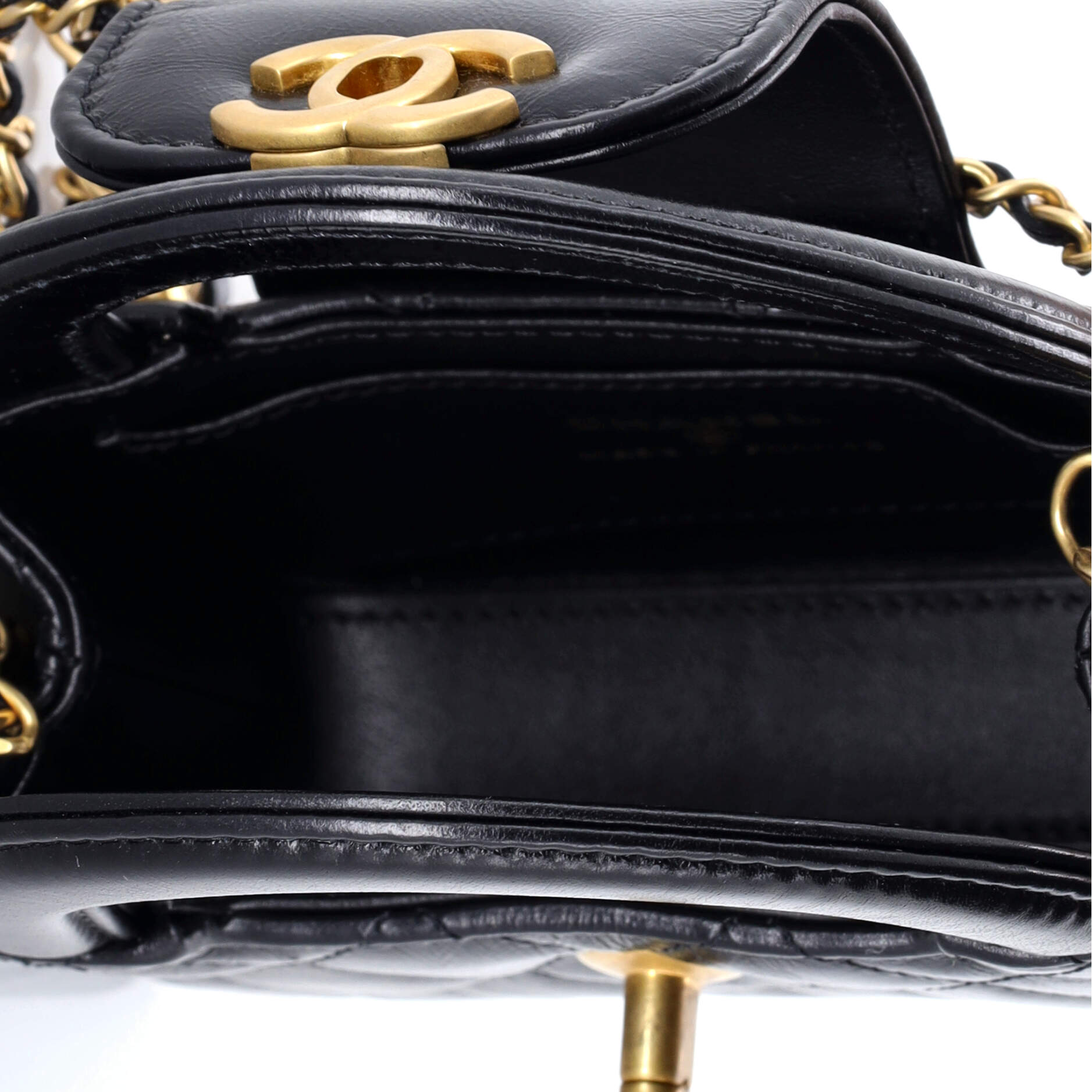 Kelly Top Handle Shopping Bag Quilted Shiny Aged Calfskin Nano