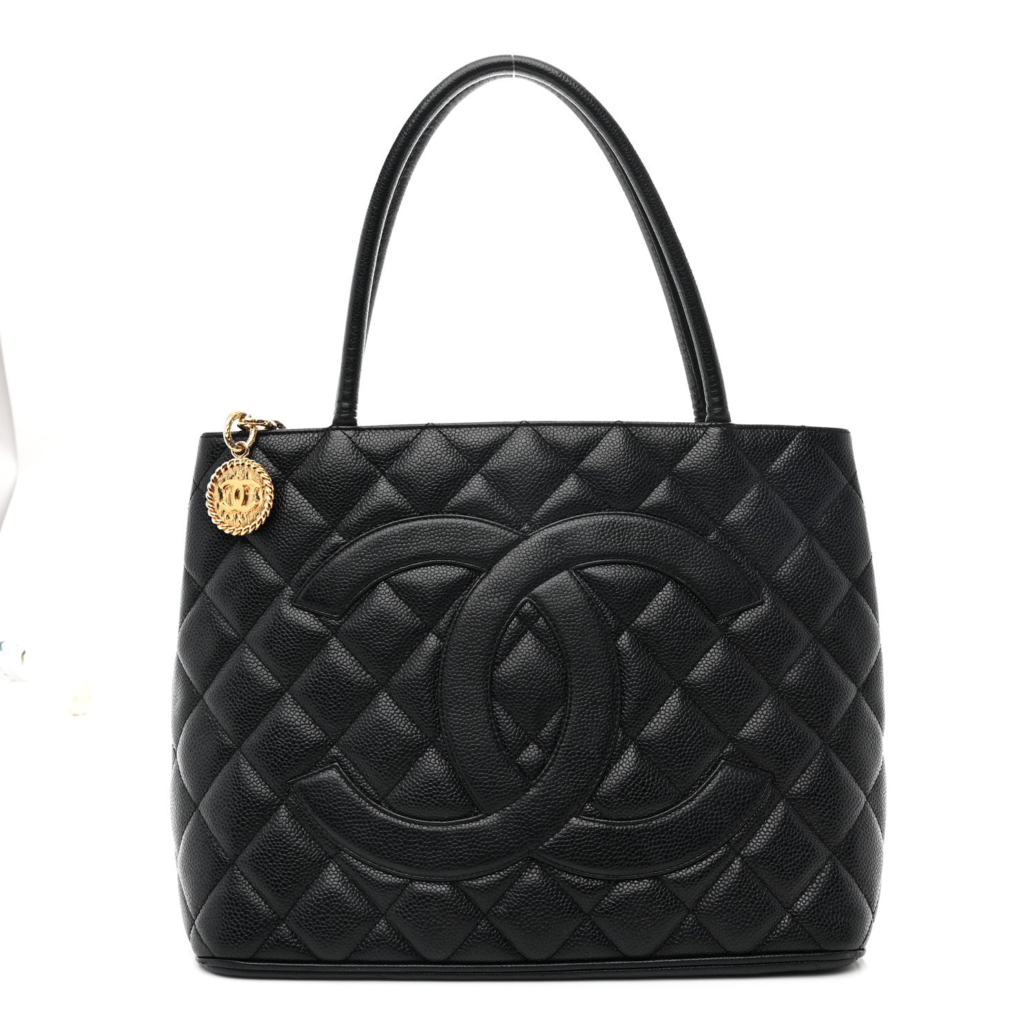 Caviar Quilted Medallion Tote Black