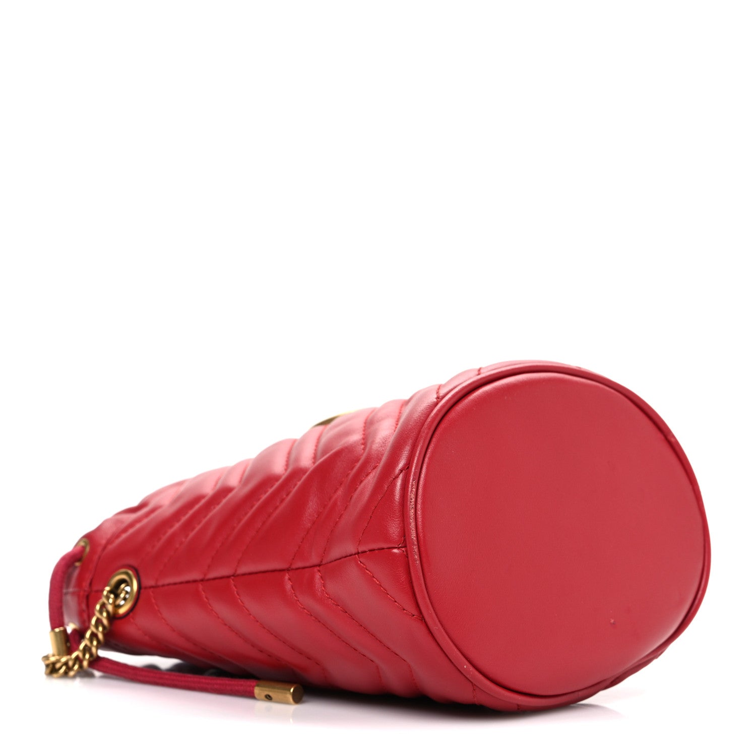 Calfskin Matelasse Mini GG Marmont 2.0 Bucket Bag Hibiscus Red