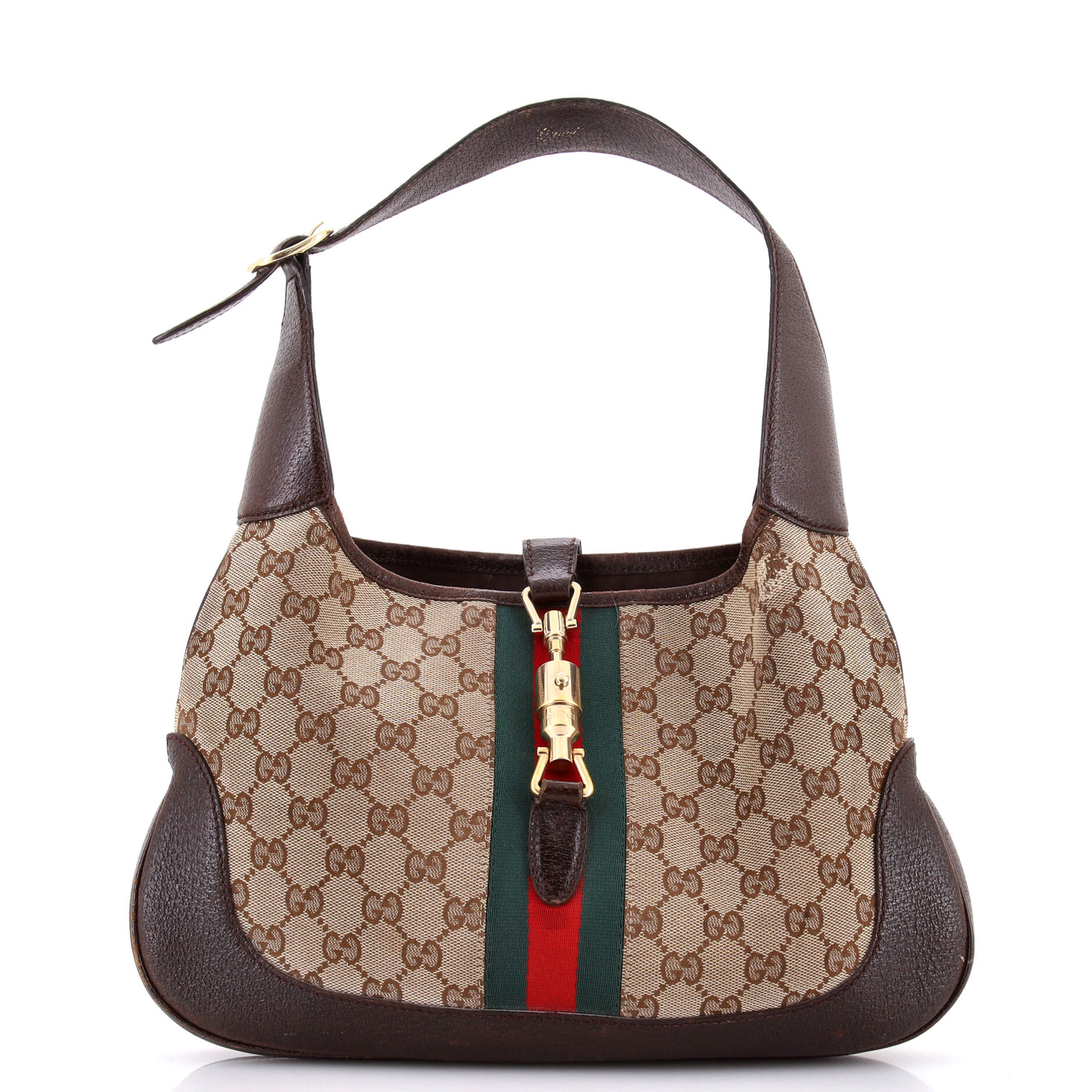 Jackie Original Web Shoulder Bag Leather and GG Canvas Medium