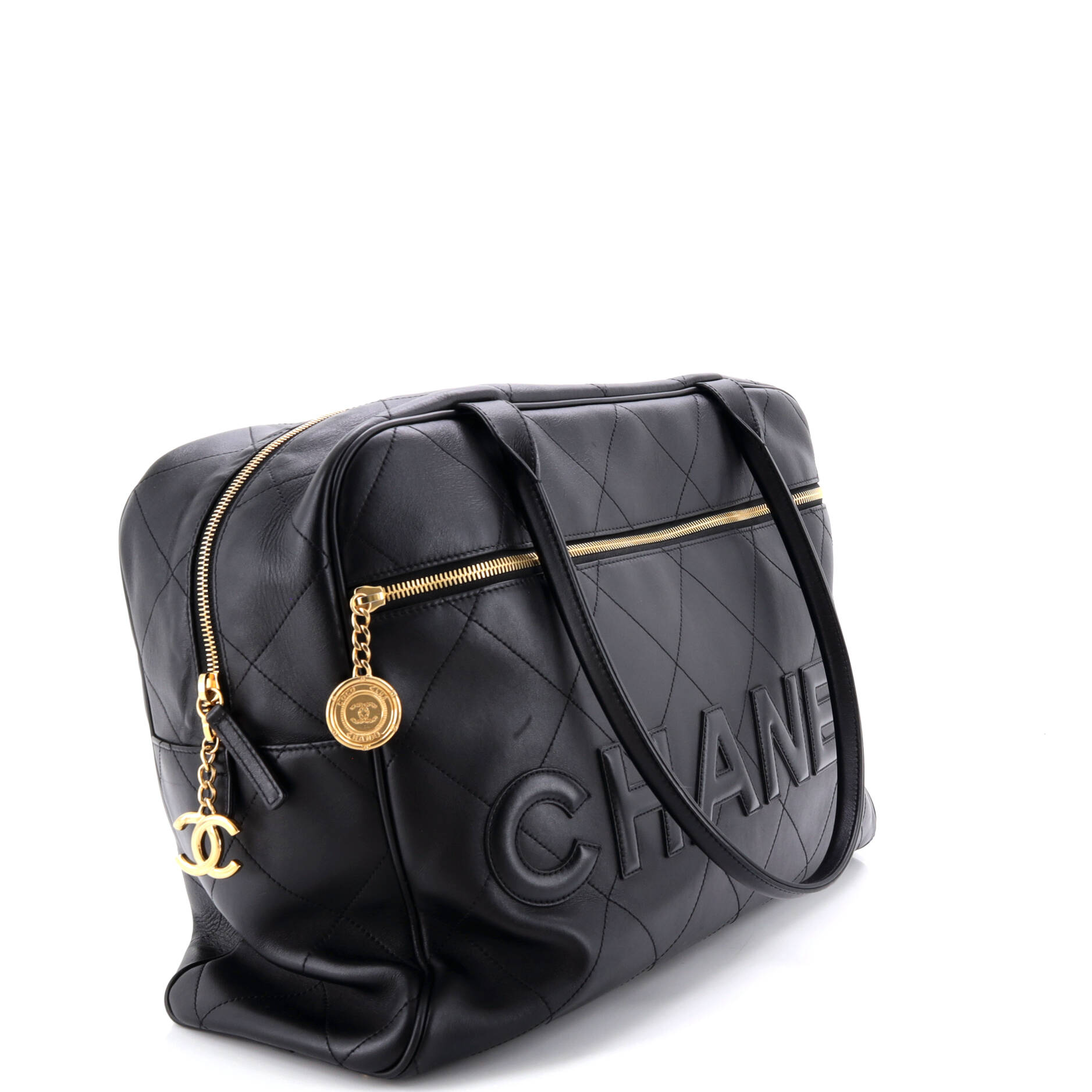 Logo Bowler Bag Stitched Calfskin Maxi