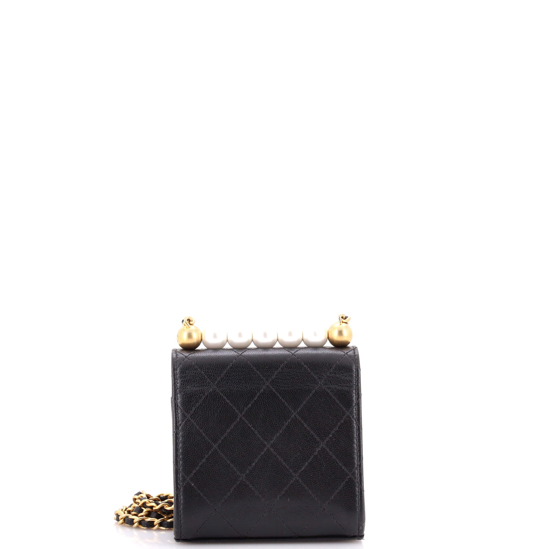 Chic Pearls Flap Clutch with Chain Quilted Goatskin Mini