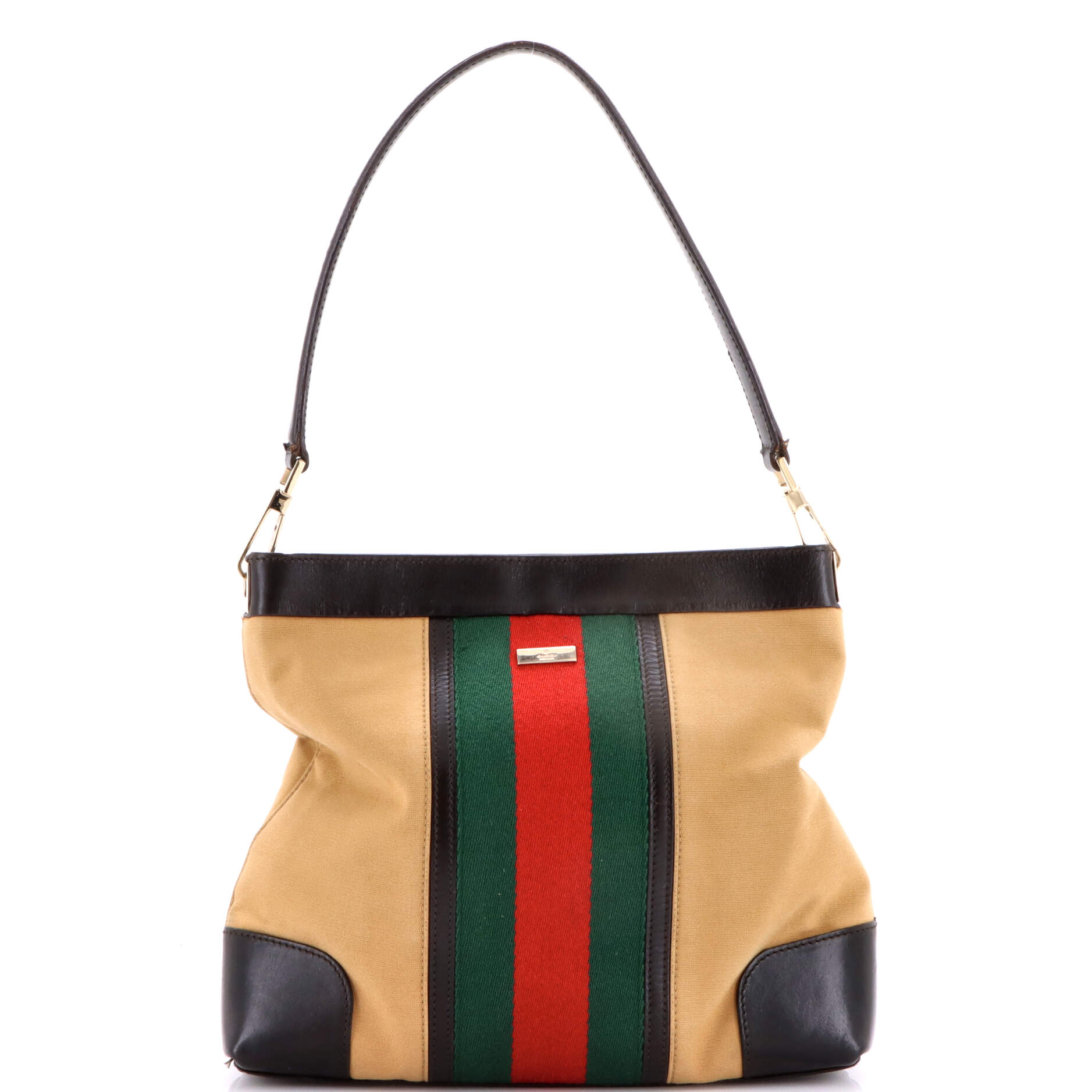 Vintage Web Shoulder Bag Canvas and Leather
