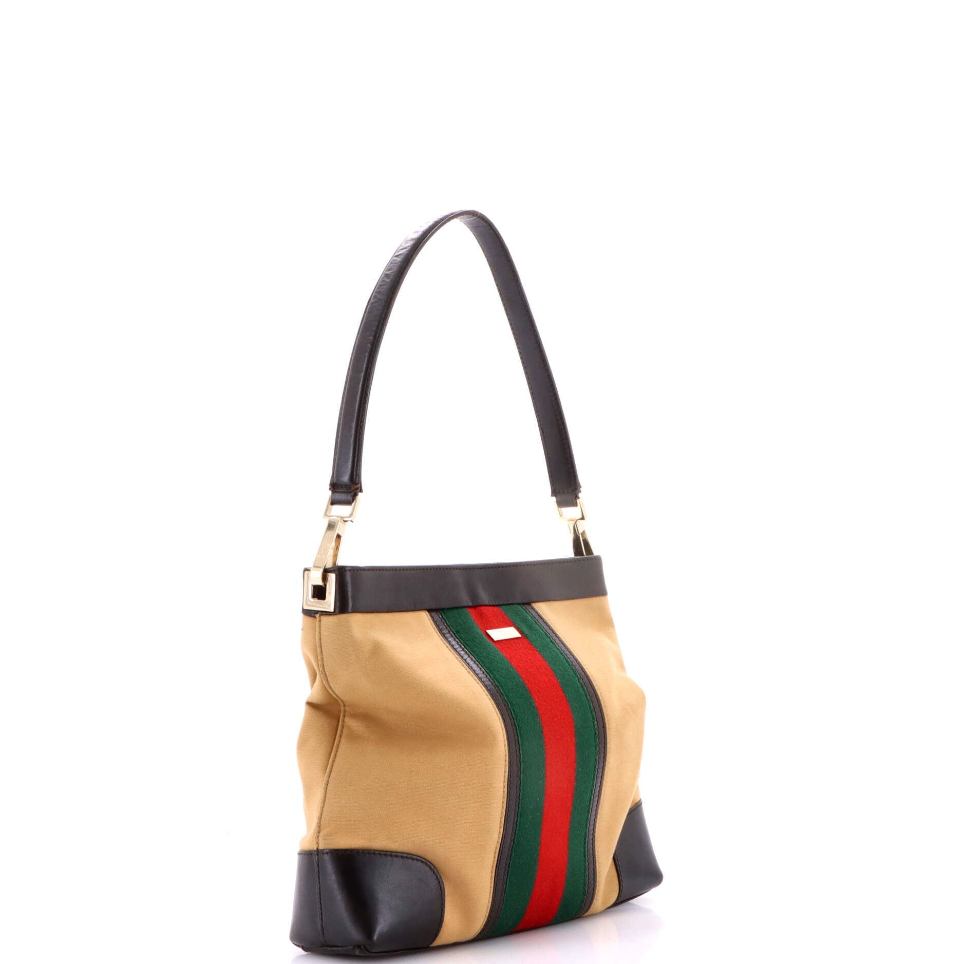 Vintage Web Shoulder Bag Canvas and Leather
