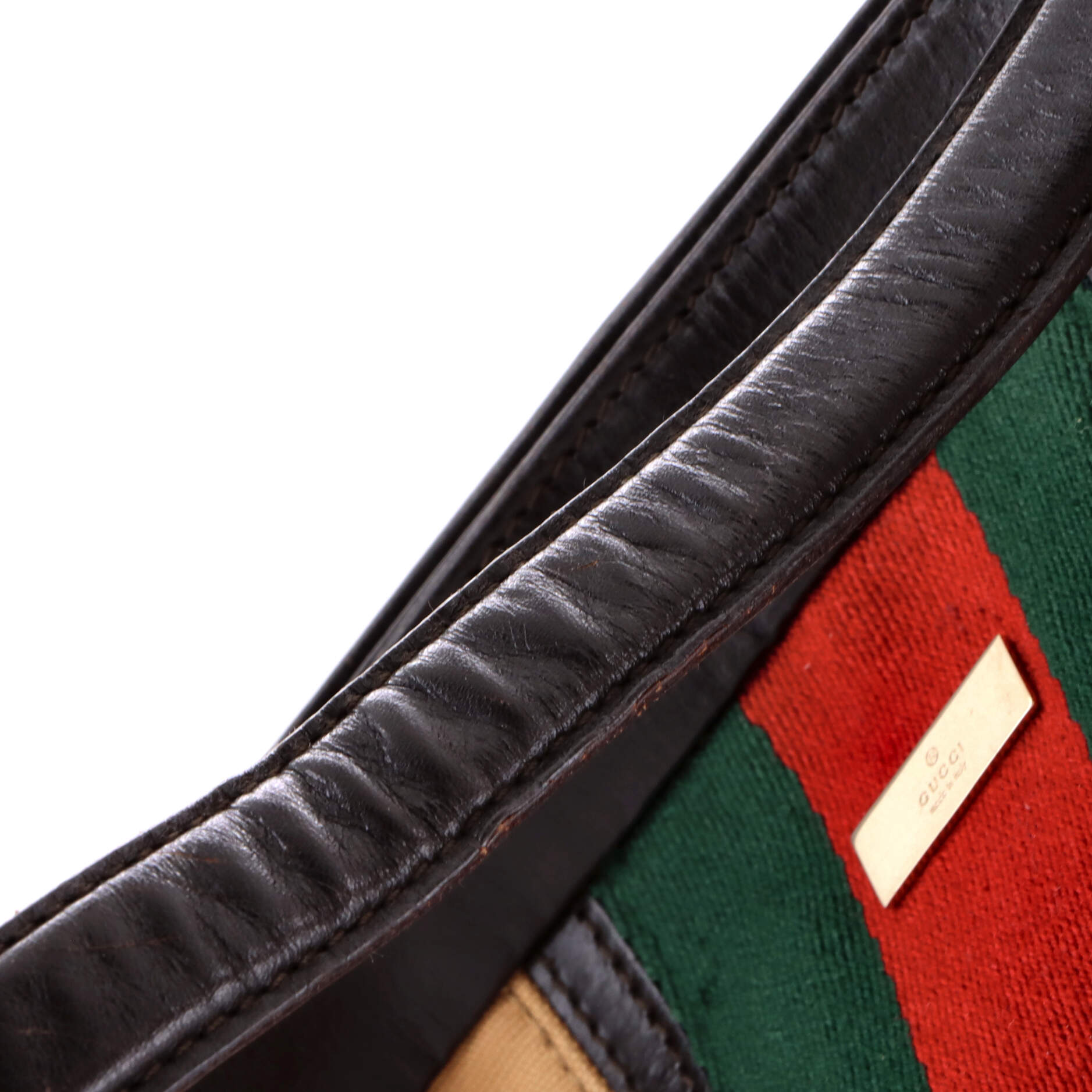 Vintage Web Shoulder Bag Canvas and Leather