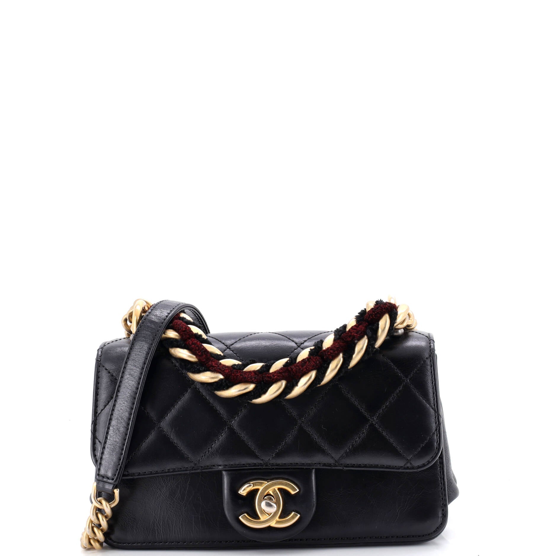 Paris-Cosmopolite Straight Lined Flap Bag Quilted Aged Calfskin Mini