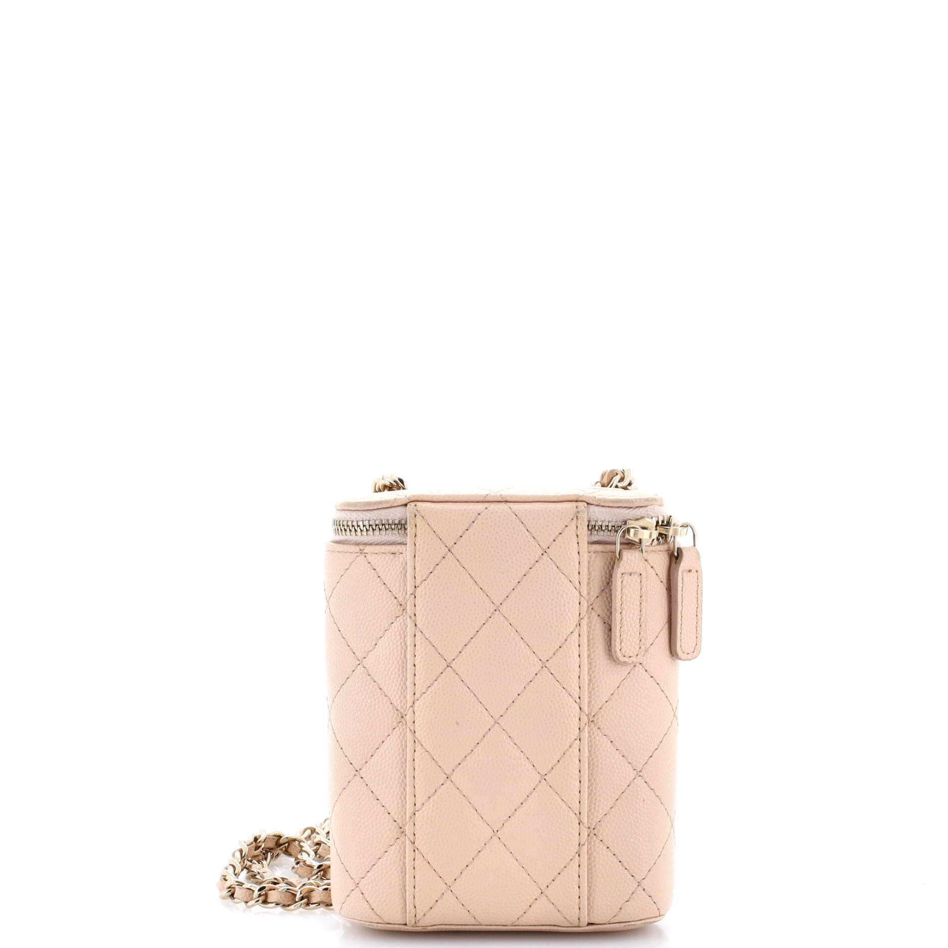 Vertical Classic Vanity Case with Chain Quilted Caviar Small