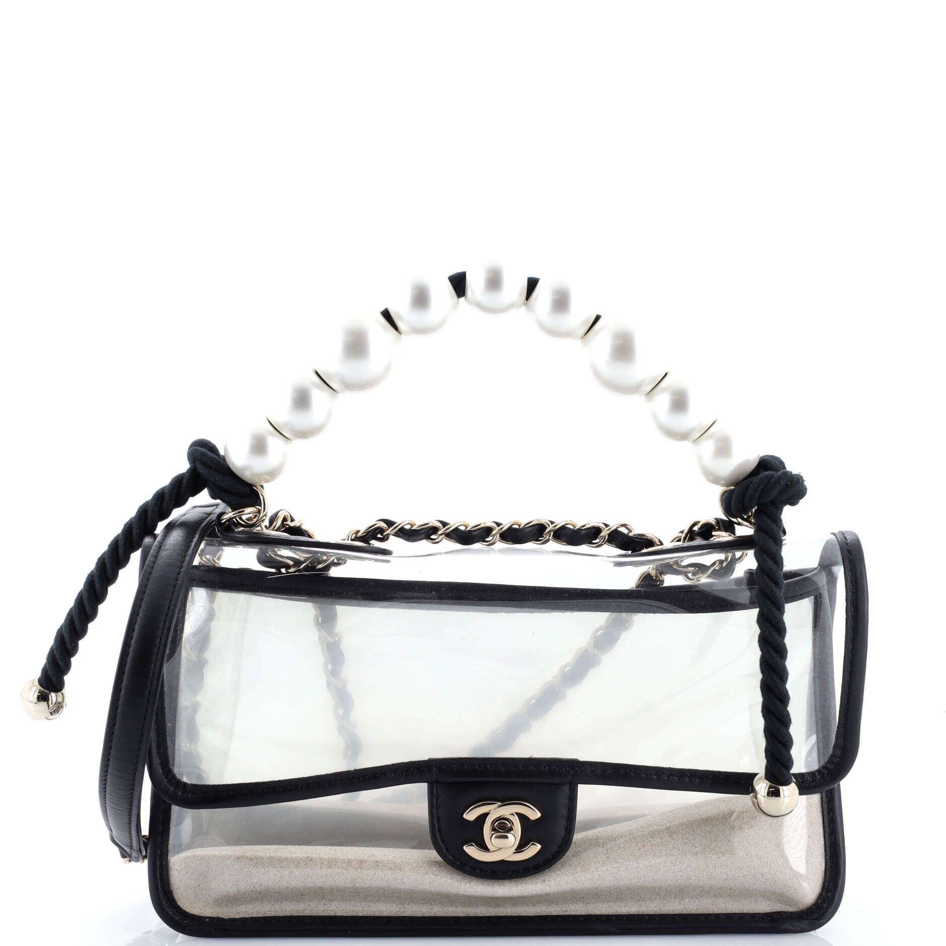 Sand By The Sea Pearl Flap Bag PVC with Lambskin Medium