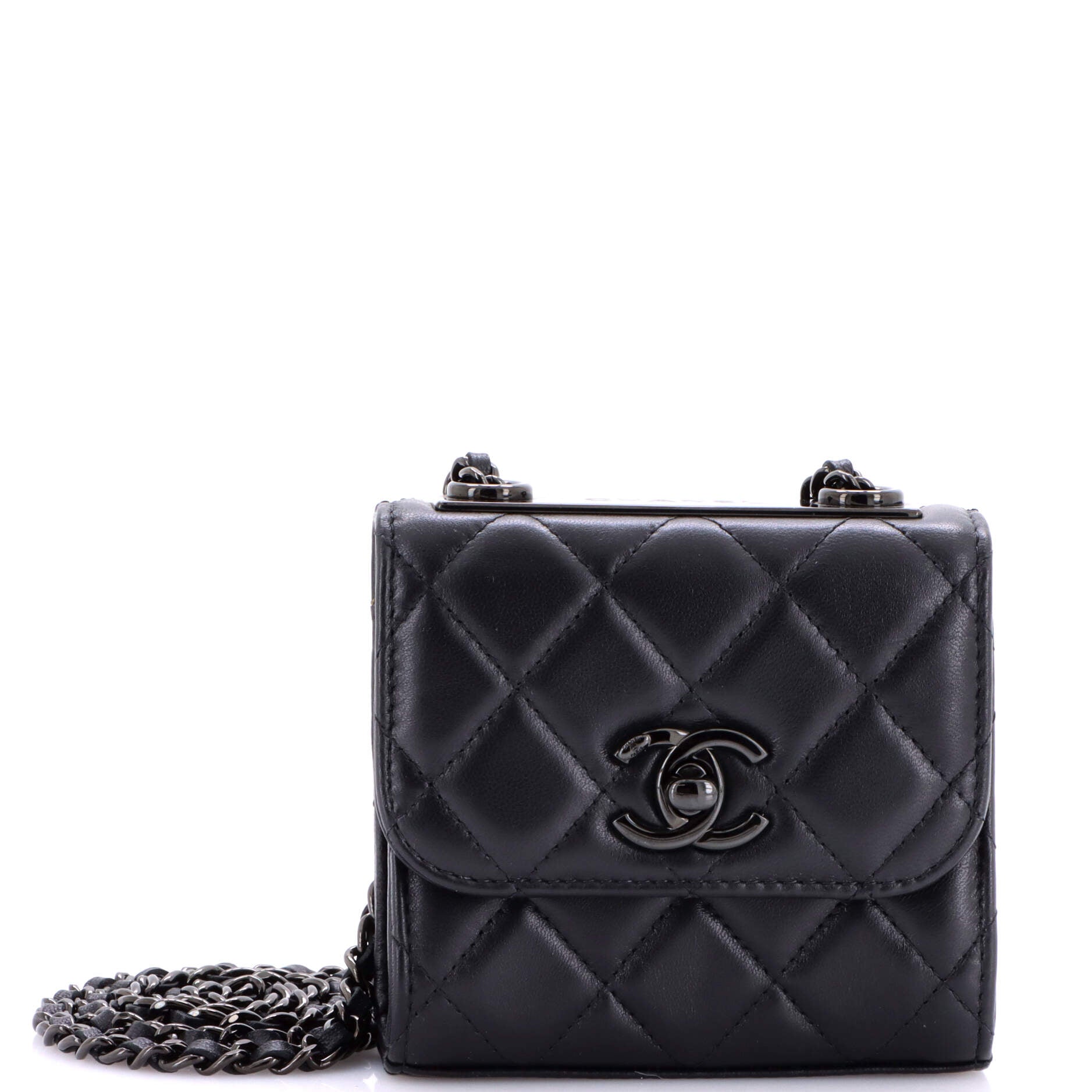 So Black Trendy CC Clutch with Chain Quilted Lambskin Small