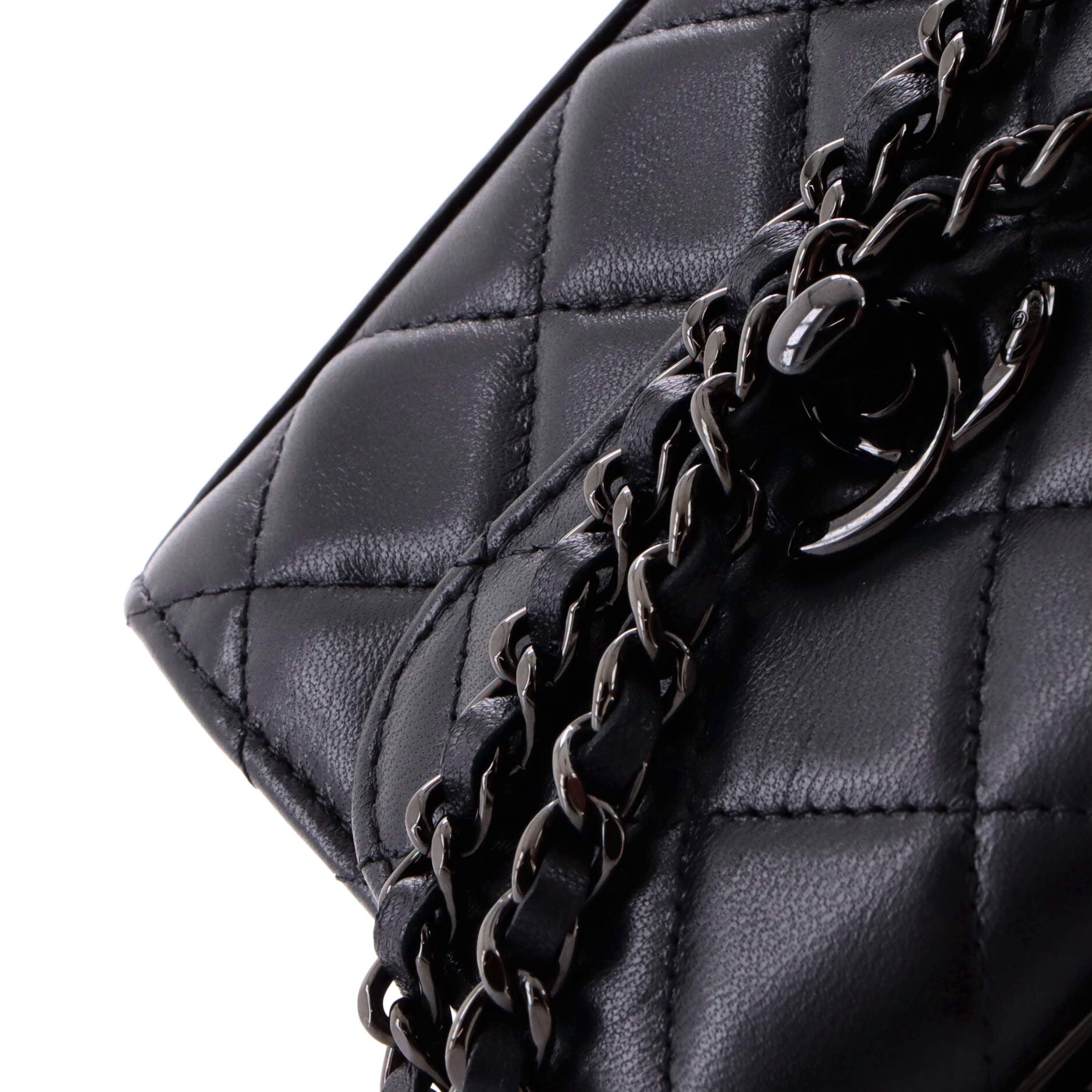 So Black Trendy CC Clutch with Chain Quilted Lambskin Small
