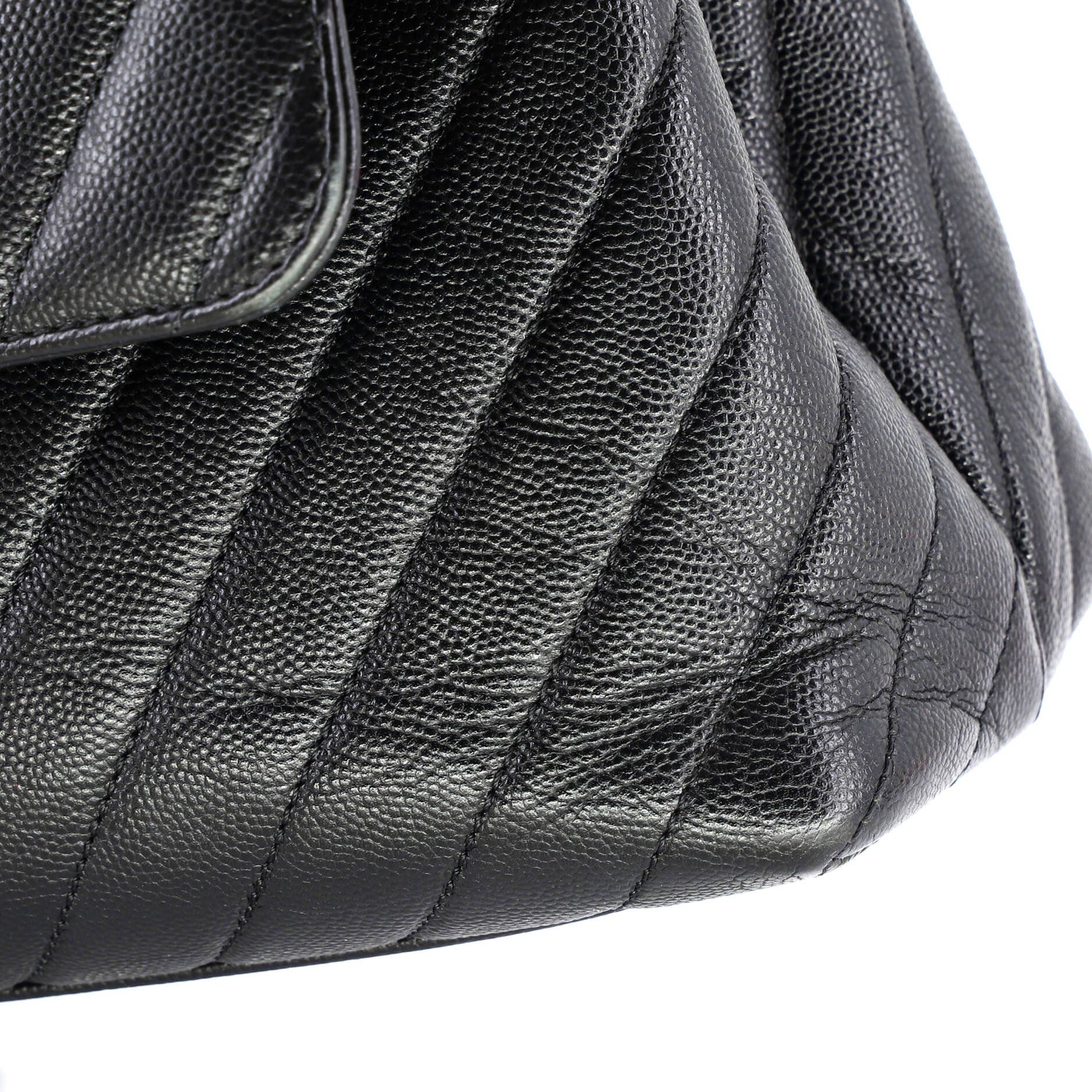 So Black Coco Top Handle Bag Chevron Caviar Medium