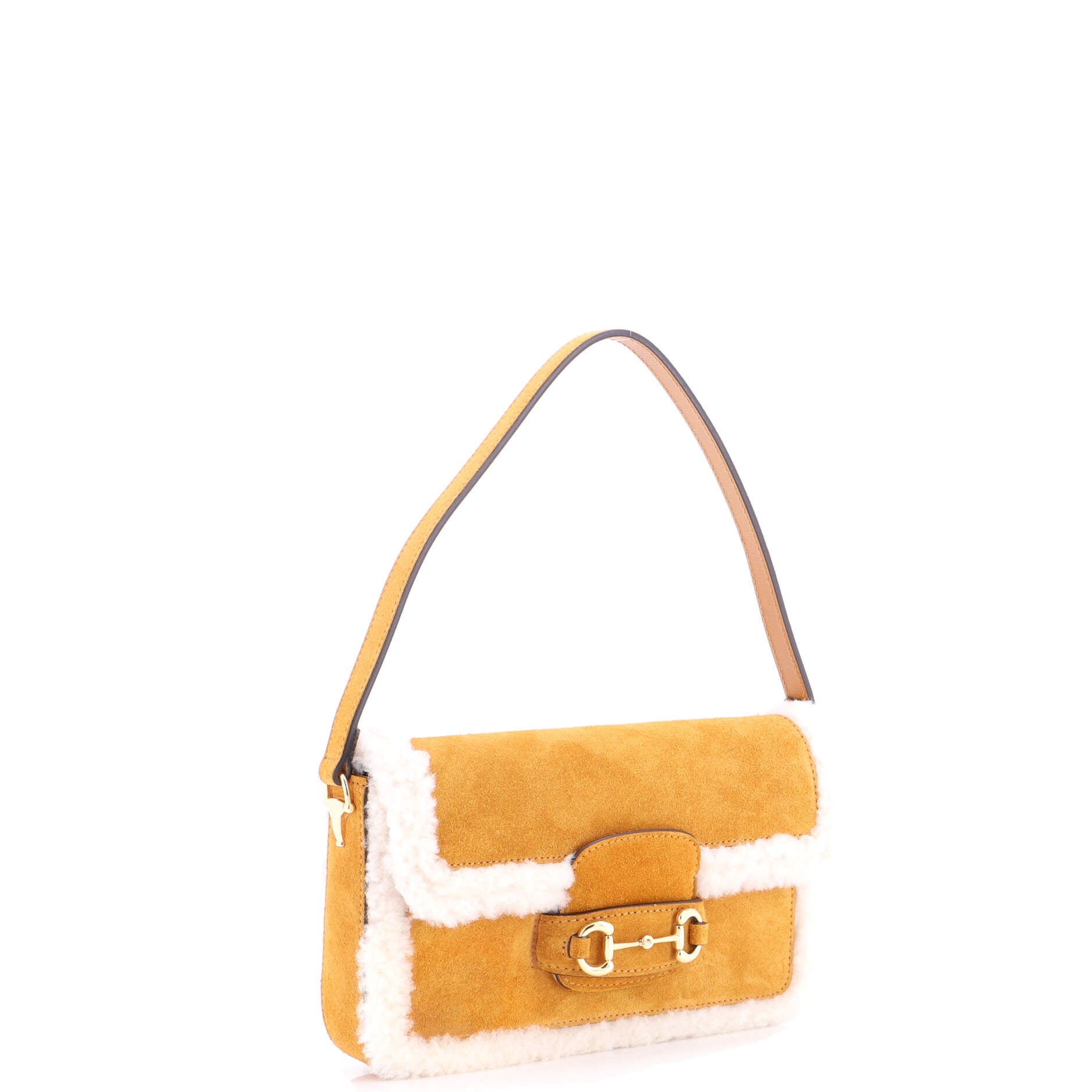 Horsebit 1955 Shoulder Bag Suede with Shearling Mini