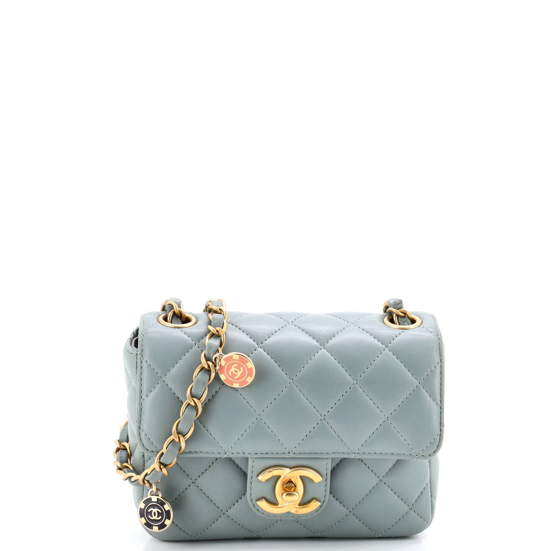 Casino Royale Charms Square Flap Bag Quilted Lambskin with Enamel Mini