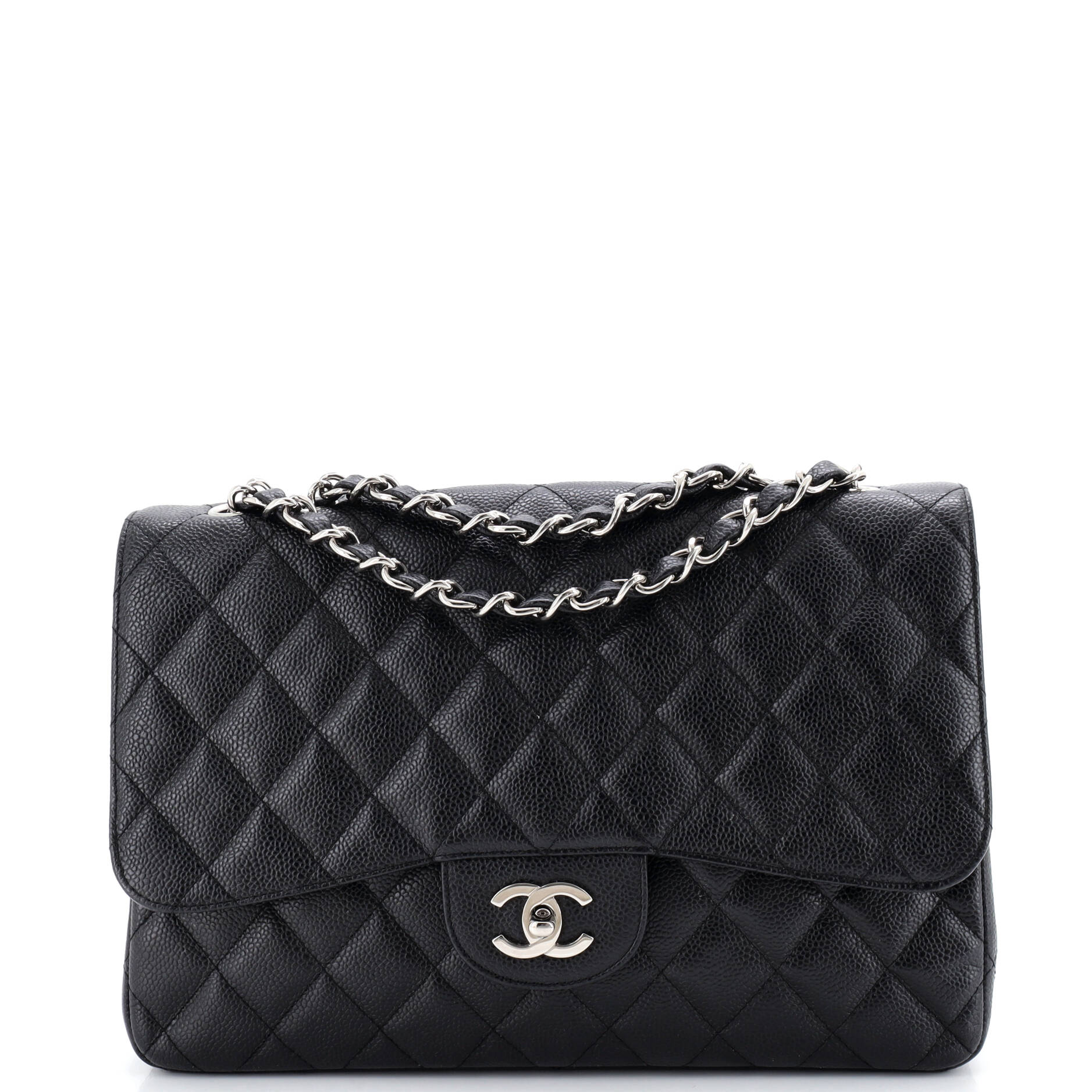 Vintage Classic Single Flap Bag Quilted Caviar Jumbo