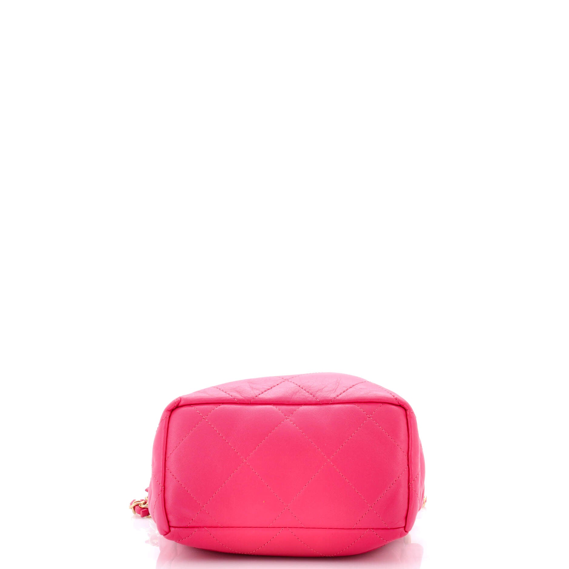Resin Charms Chain Bucket Bag Quilted Lambskin Small