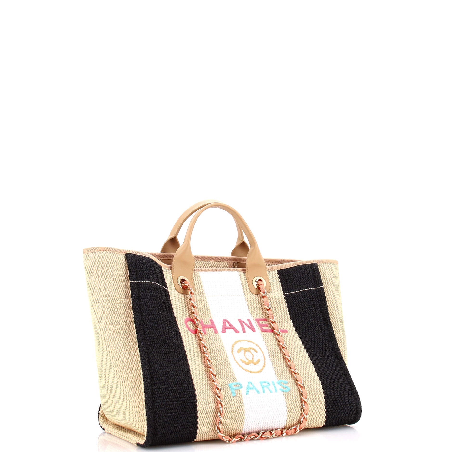 Deauville Tote Striped Viscose Canvas Medium