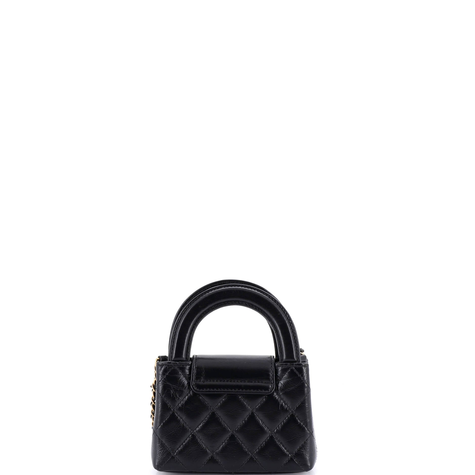 Kelly Top Handle Shopping Bag Quilted Shiny Aged Calfskin Nano
