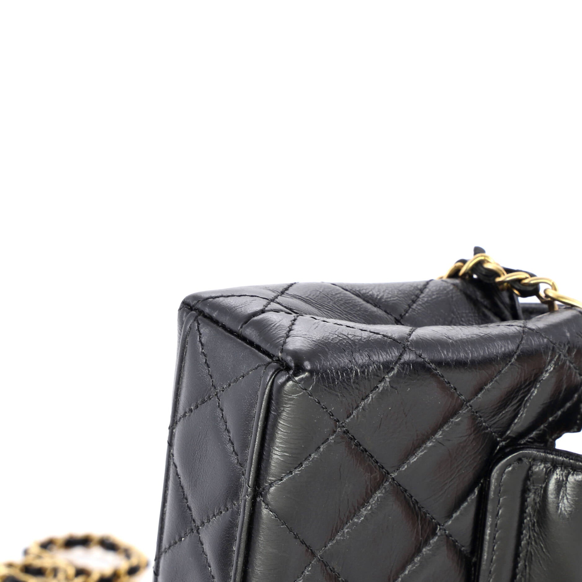 Kelly Top Handle Shopping Bag Quilted Shiny Aged Calfskin Nano