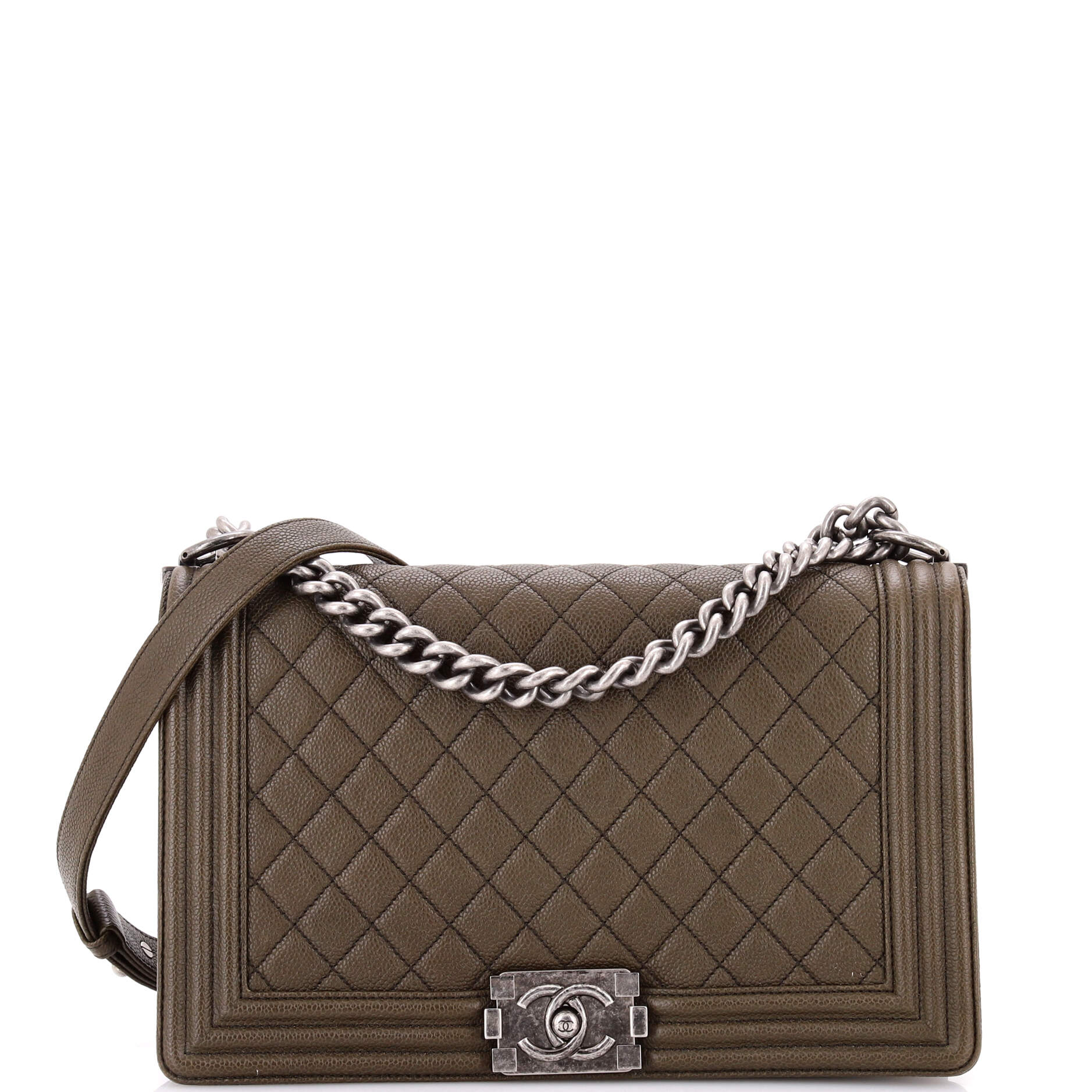 Boy Flap Bag Quilted Caviar New Medium