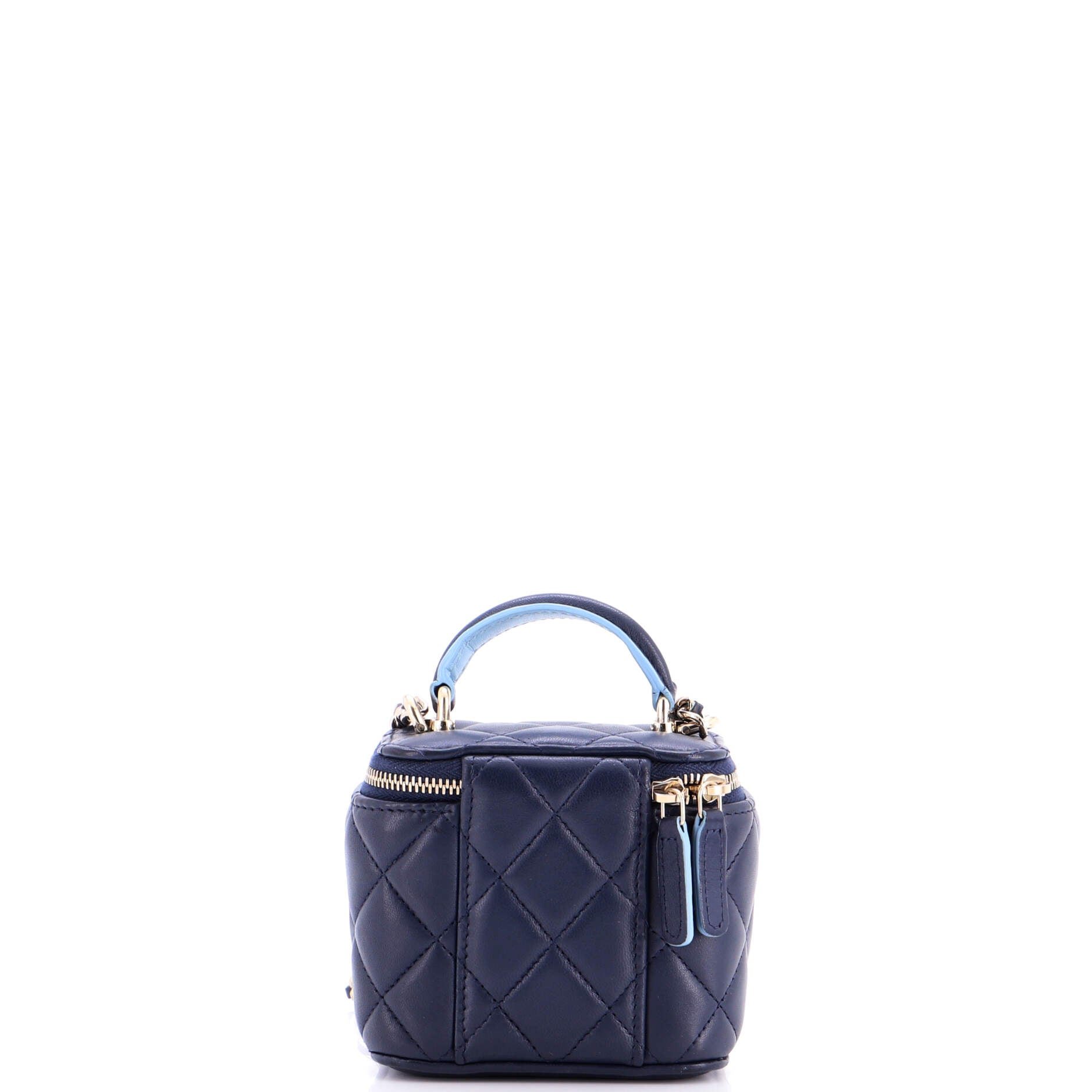 Classic Top Handle Vanity Case with Chain Quilted Lambskin Mini