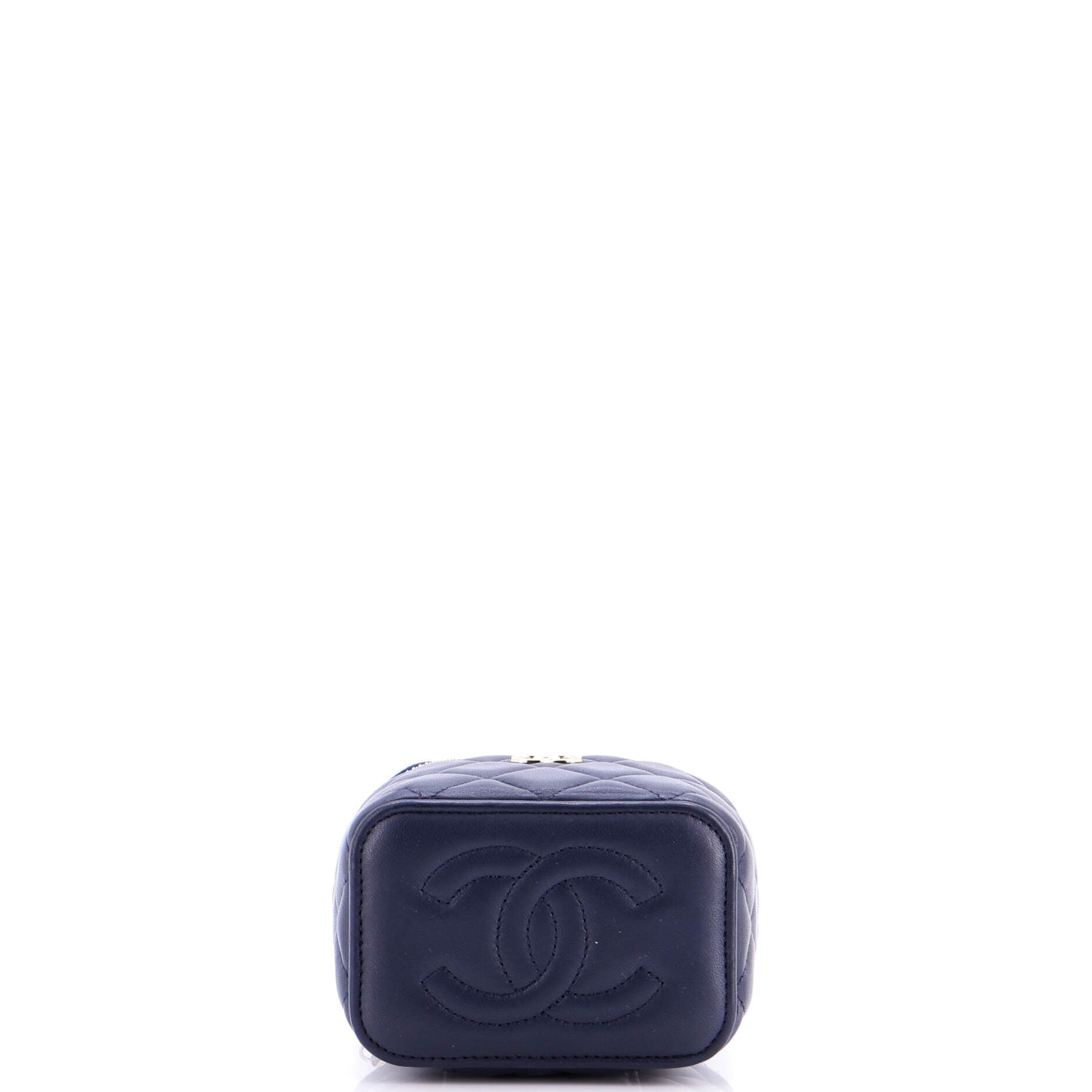 Classic Top Handle Vanity Case with Chain Quilted Lambskin Mini