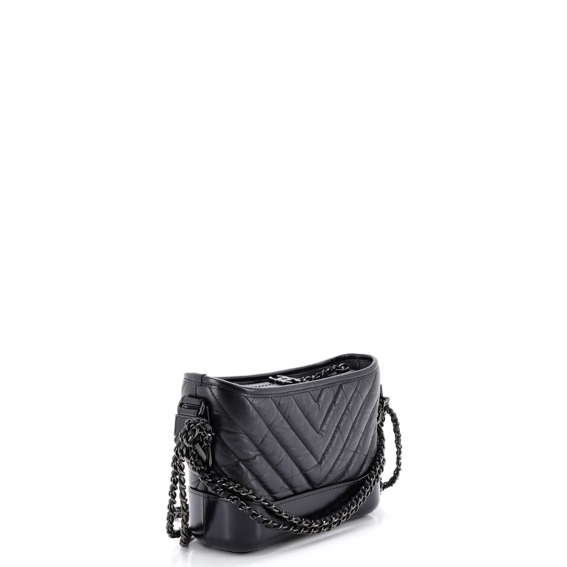 So Black Gabrielle Hobo Chevron Aged Calfskin Small