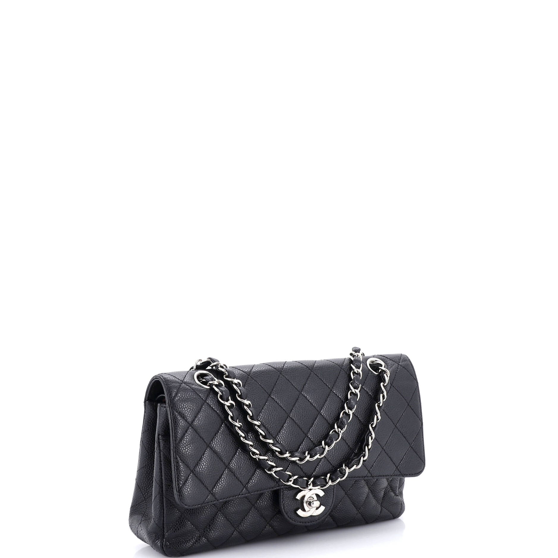 Vintage Classic Double Flap Bag Quilted Caviar Medium