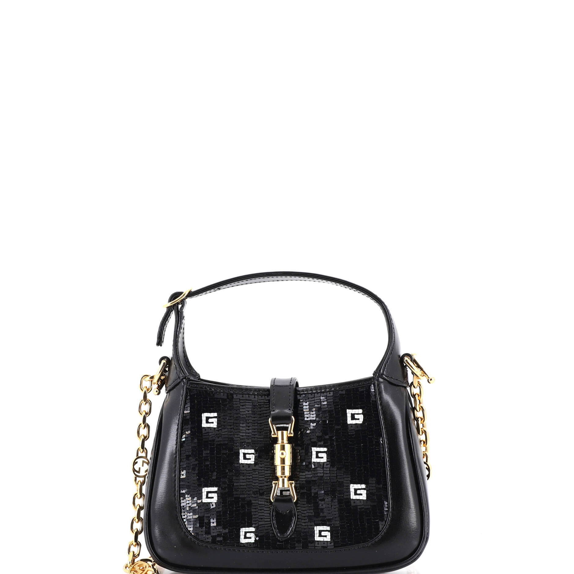 Jackie 1961 Chain Hobo Sequin Embellished Satin with Leather Mini