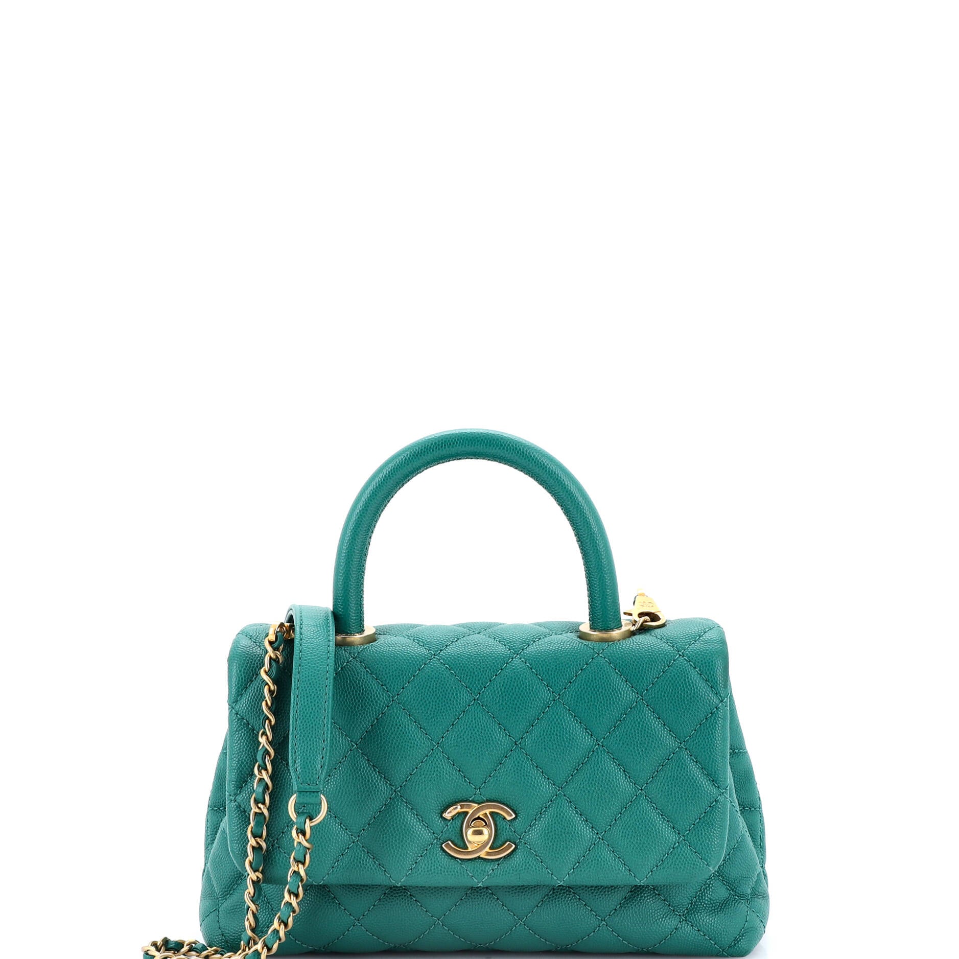 Coco Top Handle Bag Quilted Caviar Mini