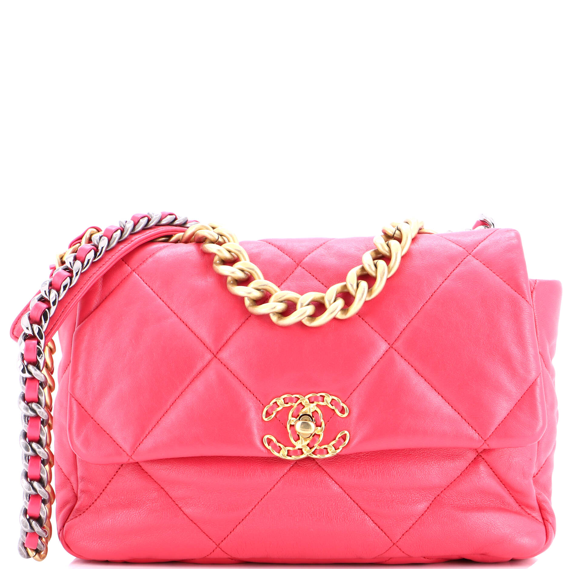 19 Flap Bag Quilted Leather Large