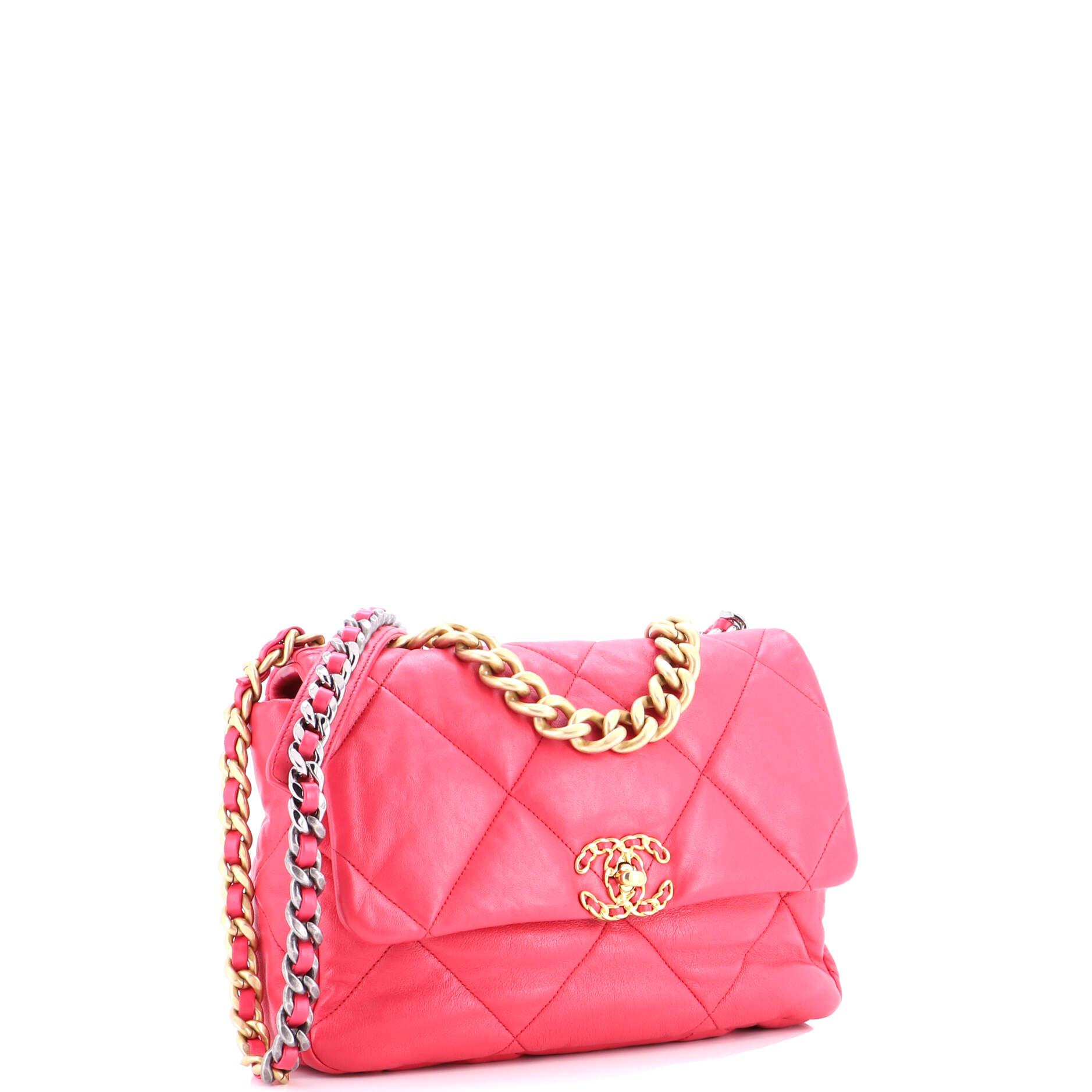 19 Flap Bag Quilted Leather Large