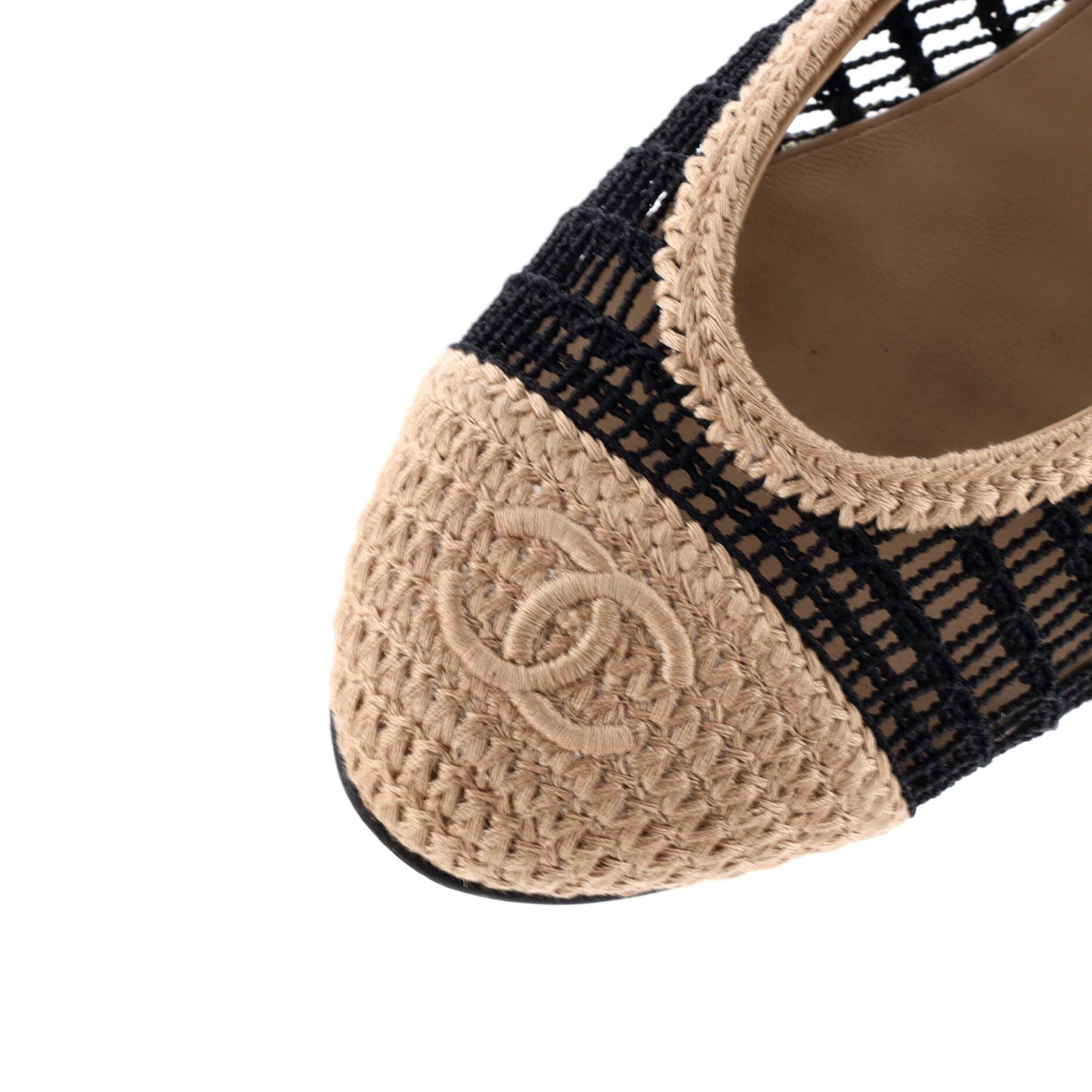 Women's CC Cap Toe Ballerina Flats Crochet Raffia