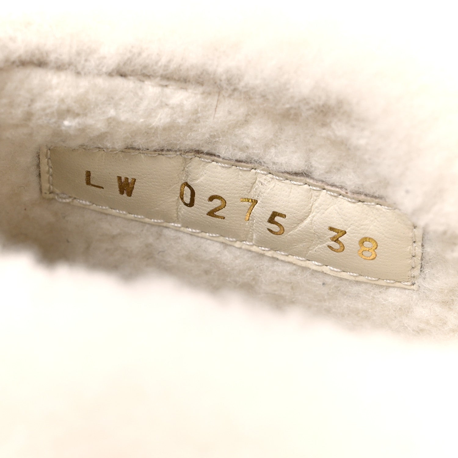 Suede Calfskin Shearling Monogram Debossed Cortina Closed Mule 38 Light Beige